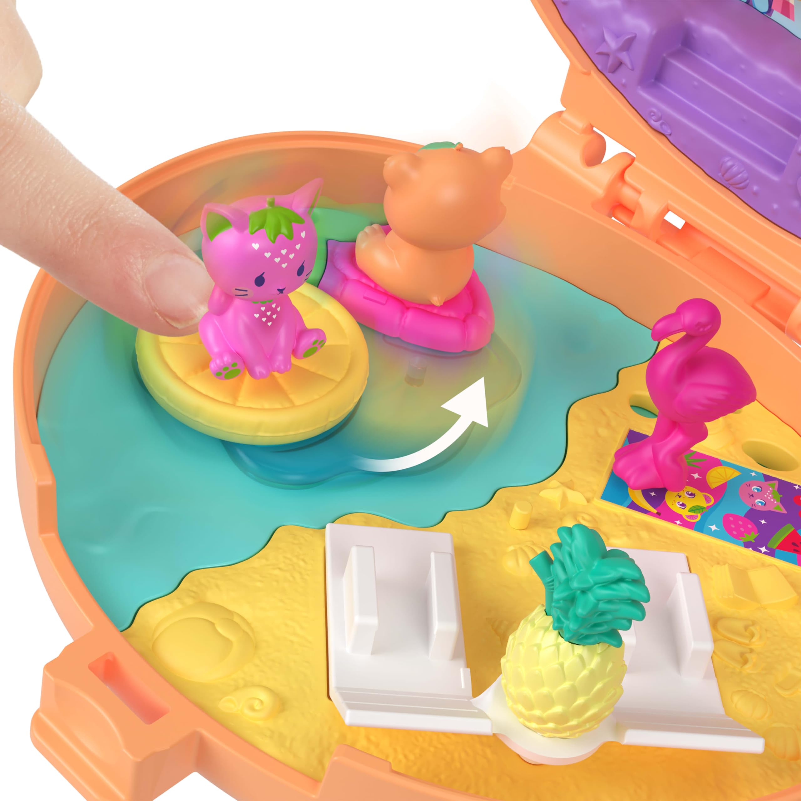 Polly Pocket Plushie Bear Compact Playset with Micro Doll, Pets, Charms, and Keychain | Ages 4+ 5