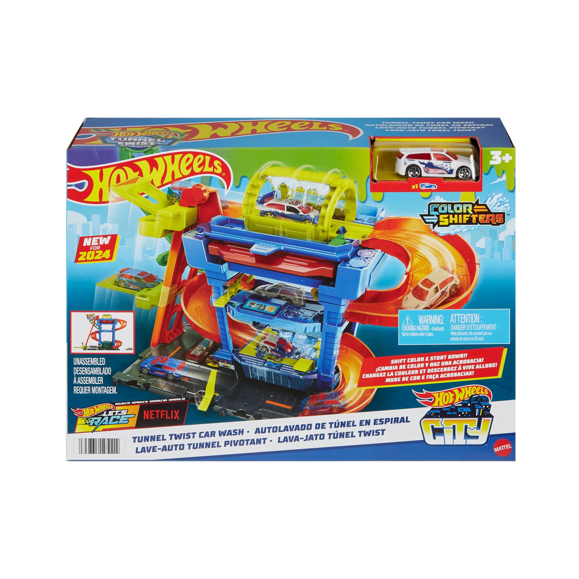 Hot Wheels City Tunnel Twist Car Wash - Color Shifting Toy Car Playset
