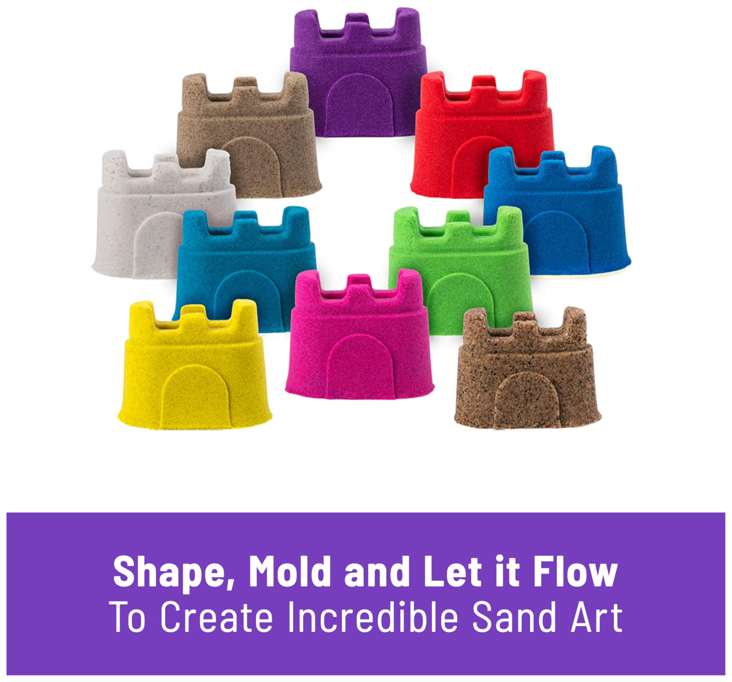 Kinetic Sand Castle Containers 10-Colour Pack | Non-Toxic Sensory Play Sand for Ages 3+ 2