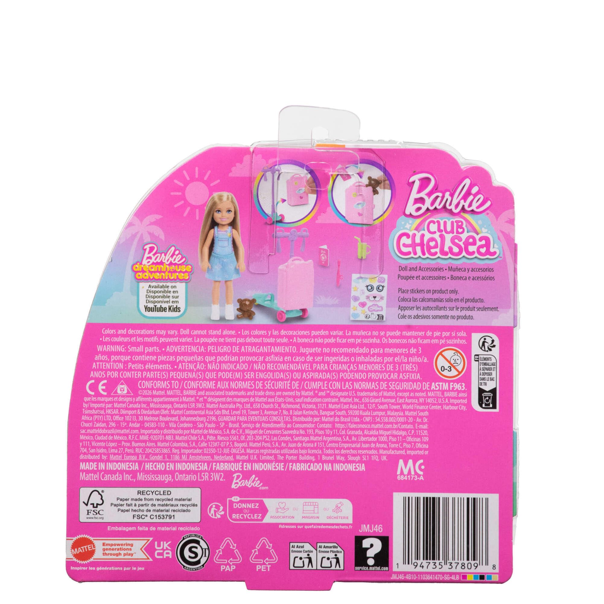 Barbie Club Chelsea Limitless Adventure Doll with Rolling Scooter-Suitcase | Ages 3+ 6