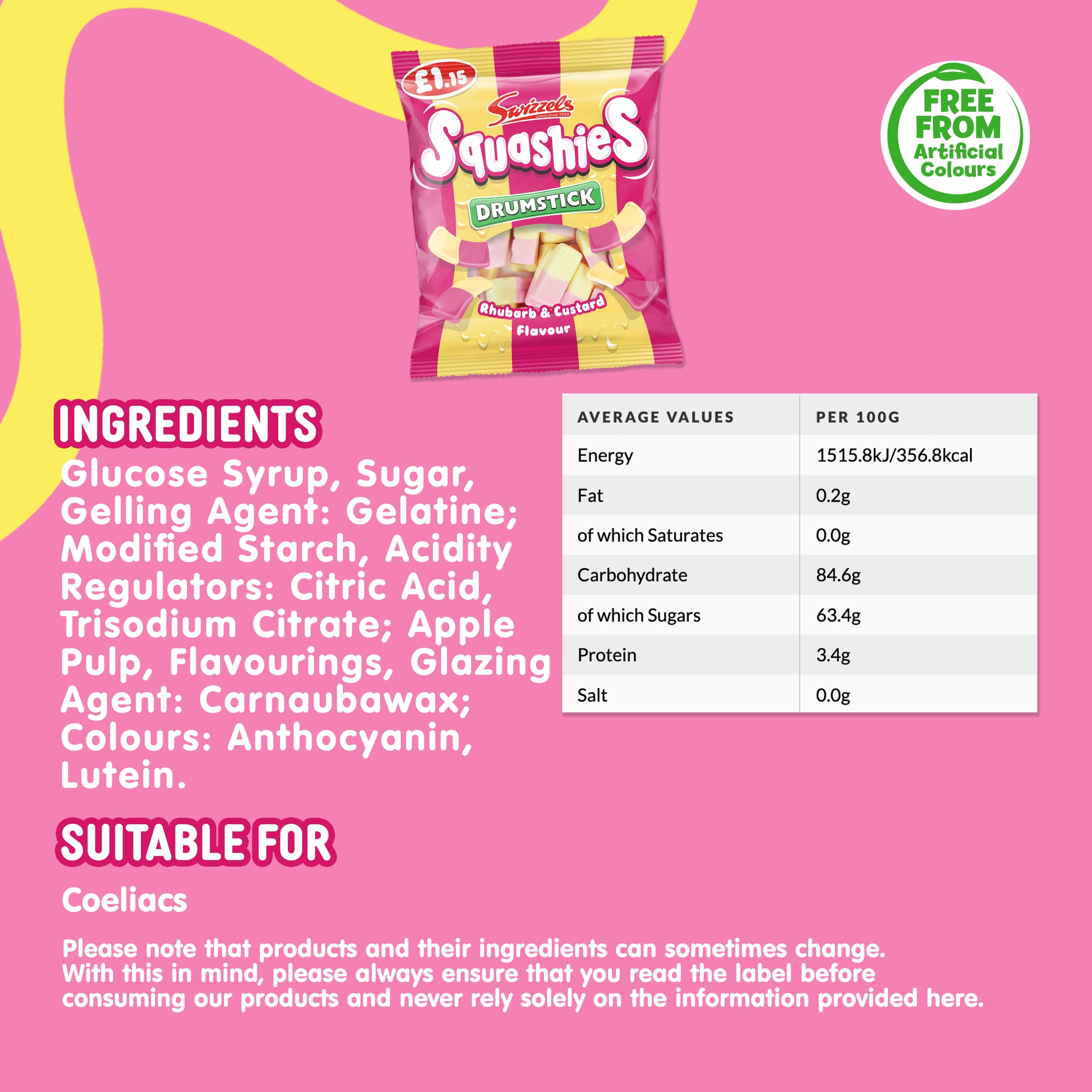 Swizzels Squashies Rhubarb & Custard Flavour Sweets | 120g Gummy Pack 3