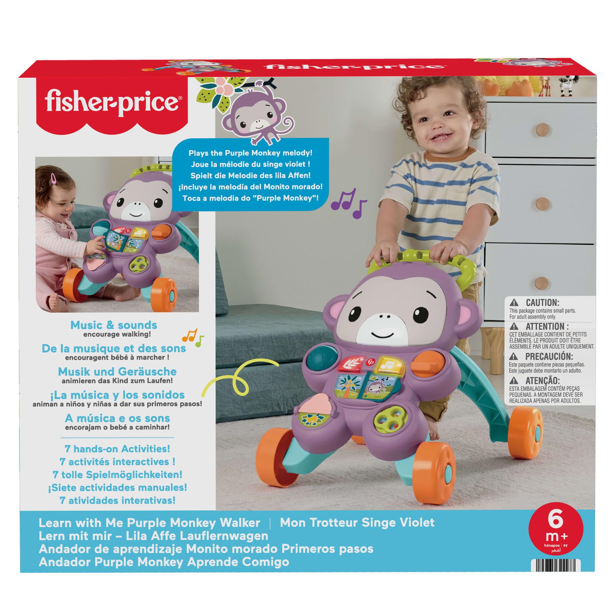 Fisher-Price Learn With Me Purple Monkey Walker Toy | 7 Activities | Ages 6 Months+ 8