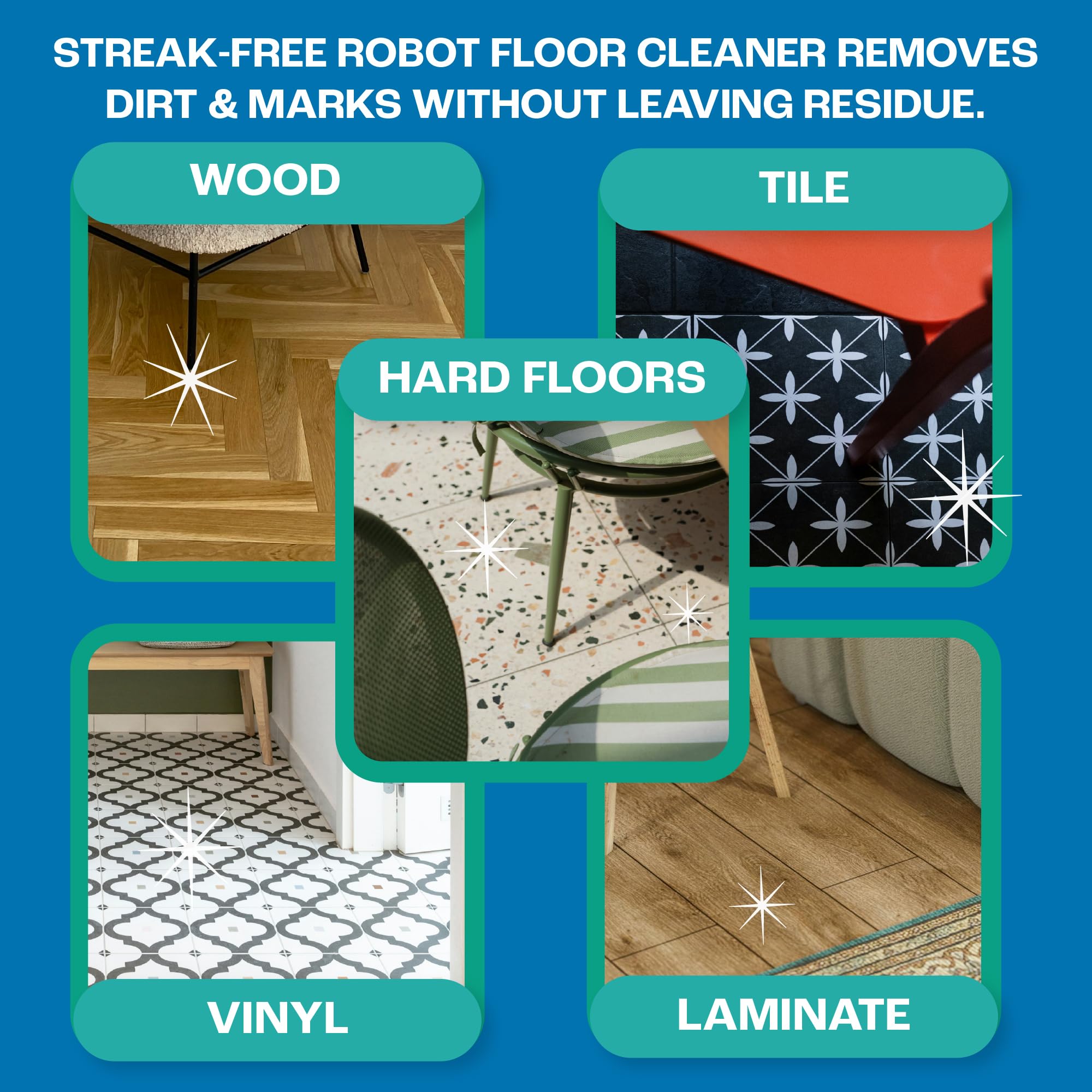 Dirtbusters Robot Mop Cleaning Solution - Low-Foam Hard Floor Cleaner for Laminate, Vinyl & Tile | 1L 7
