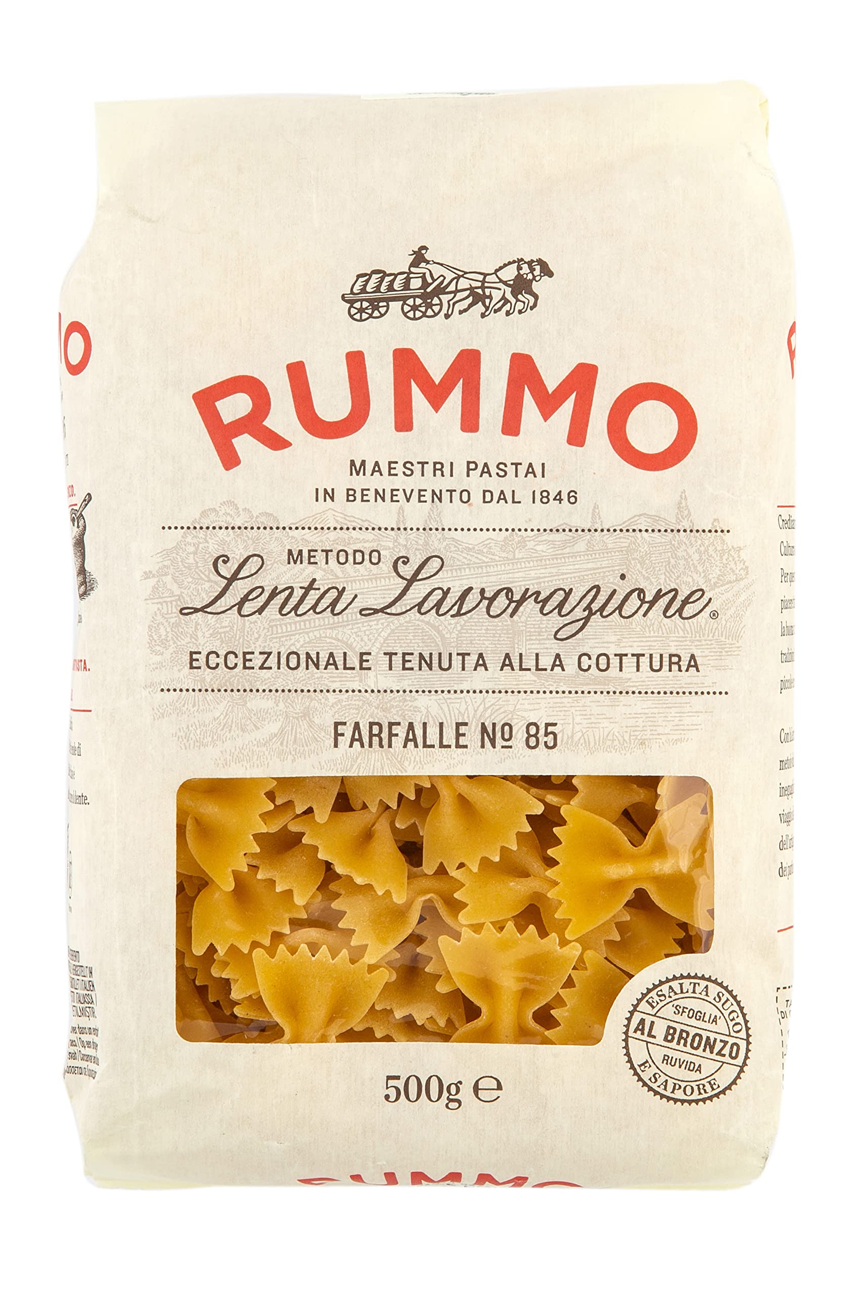 Rummo Farfalle Pasta No.85 - Organic Durum Wheat Semolina, Butterfly Shape | 500 g 1
