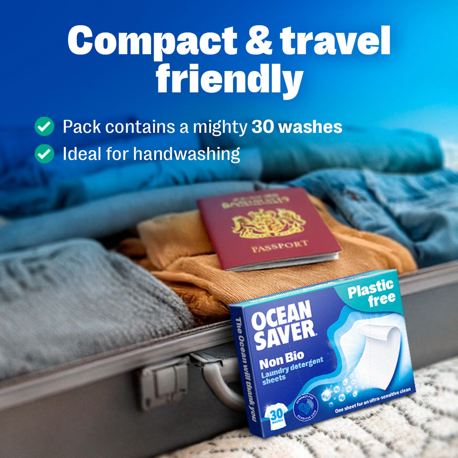 OceanSaver Eco Laundry Detergent Sheets - Non-Bio, 60 Count, Ocean Mist Scent 8