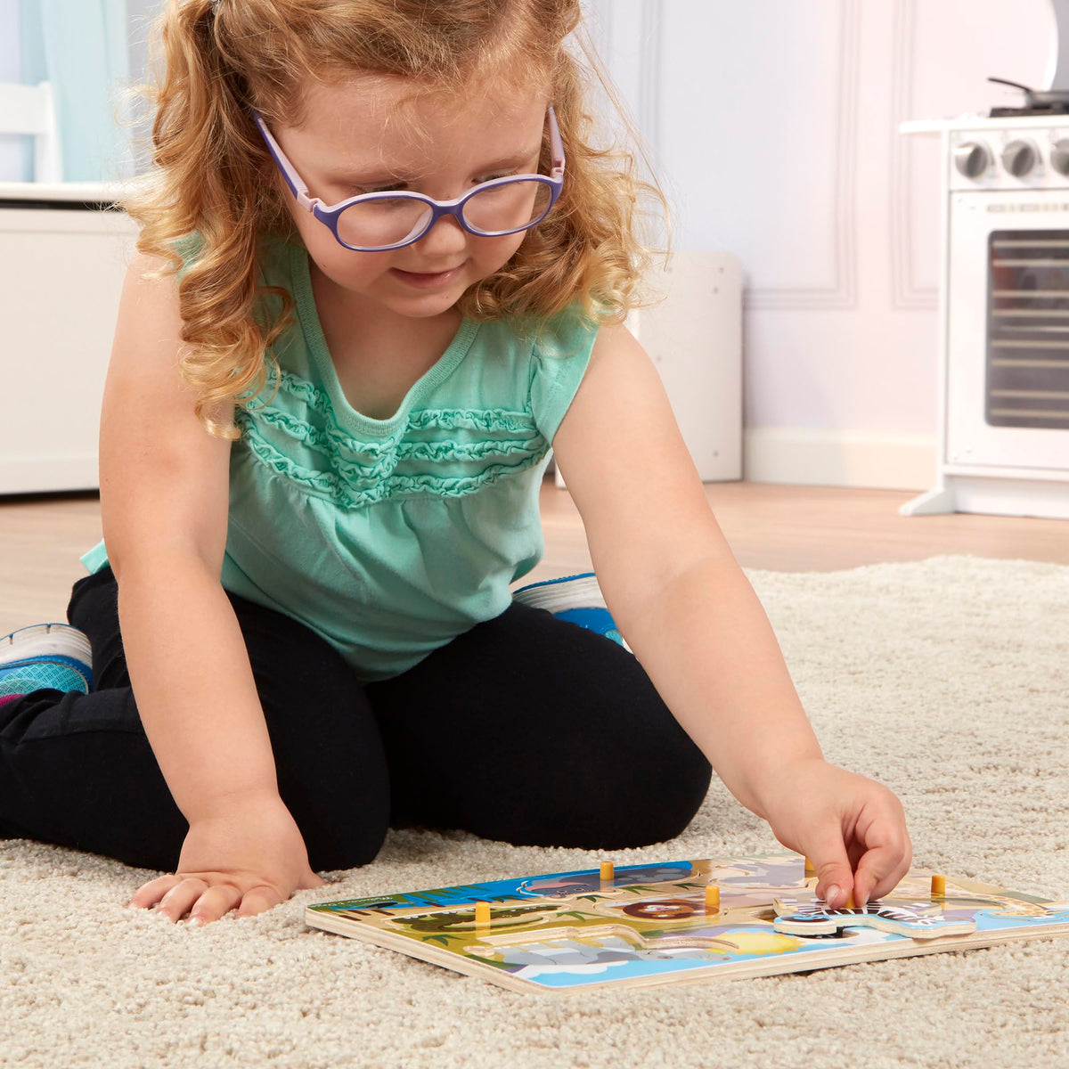 Melissa & Doug Safari Wooden Peg Puzzle - 7 Pieces | Ages 2-4 Years | Wood