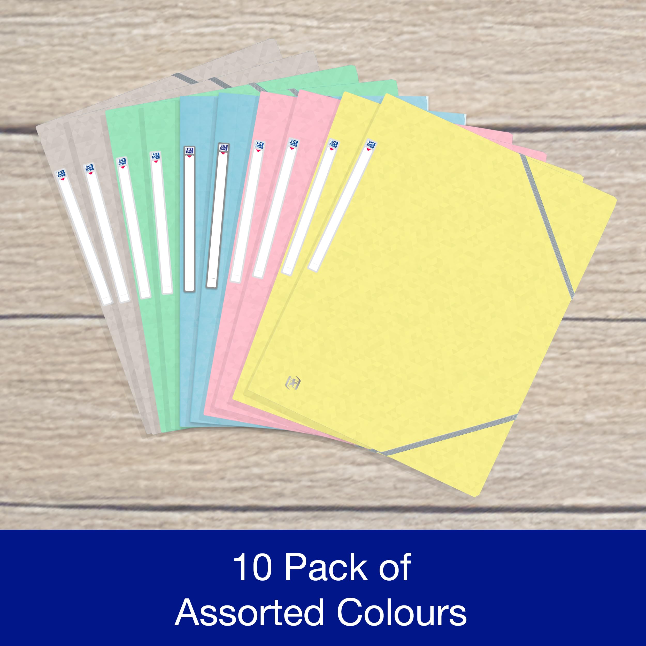Oxford Document Wallets - A4, 10 Pack Assorted Pastel Colours | 200 Sheet Capacity
