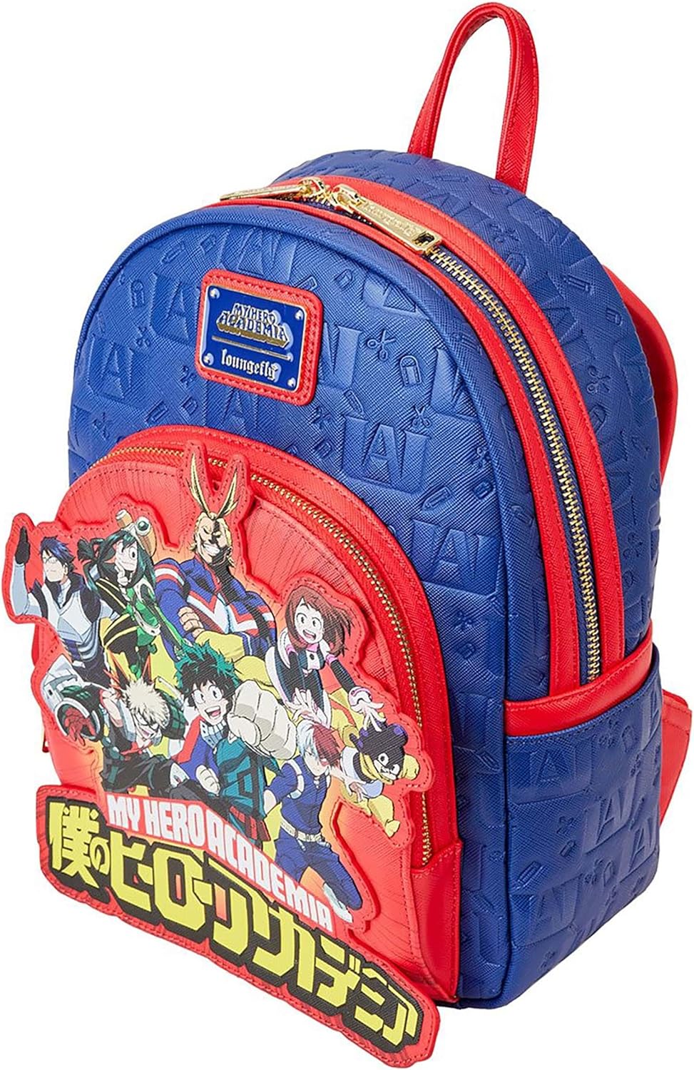 Loungefly My Hero Academia Group Debossed Logo Mini Backpack (Blue)