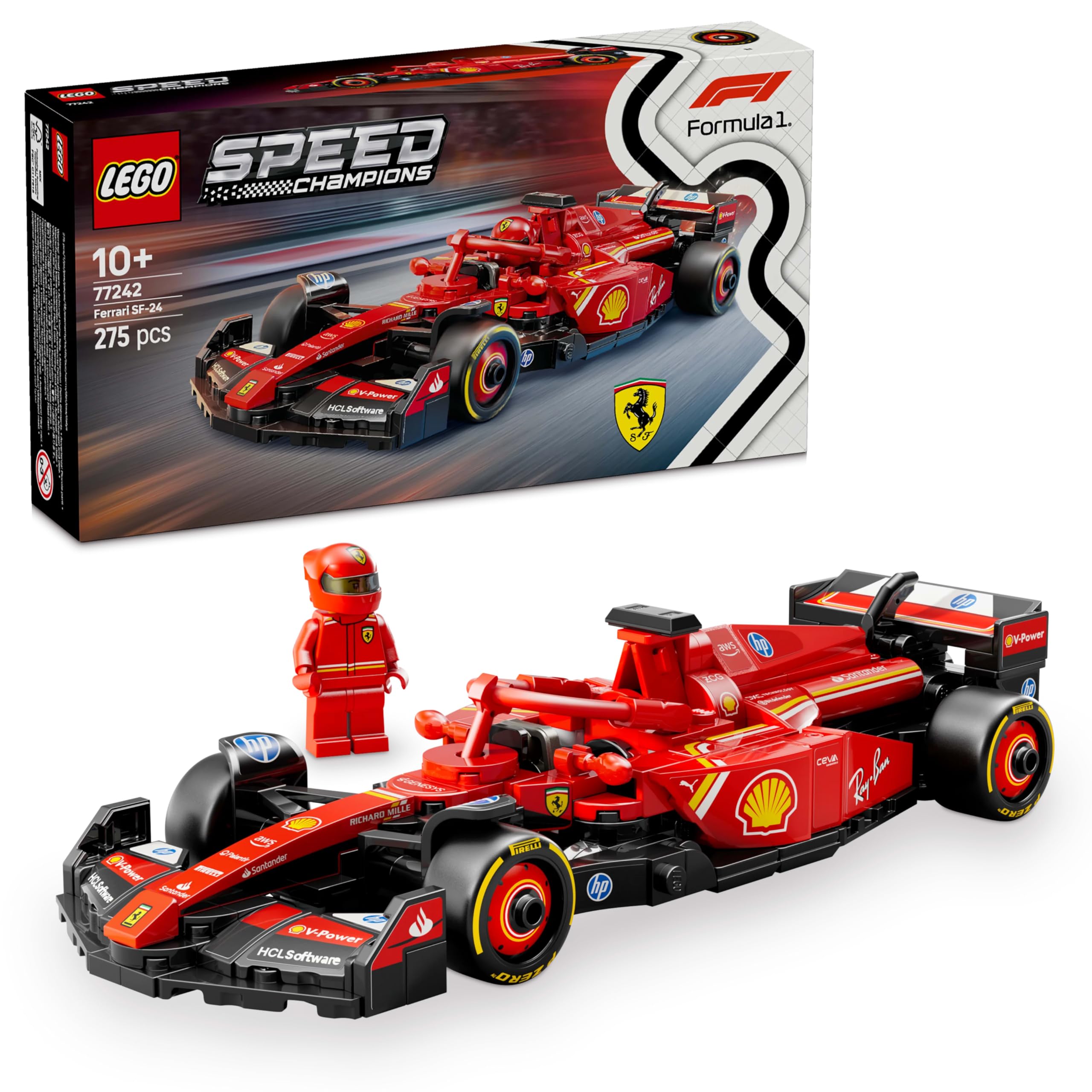 LEGO Speed Champions Ferrari SF-24 F1 Race Car Toy with Driver Minifigure - Building Set for Ages 10+ 1