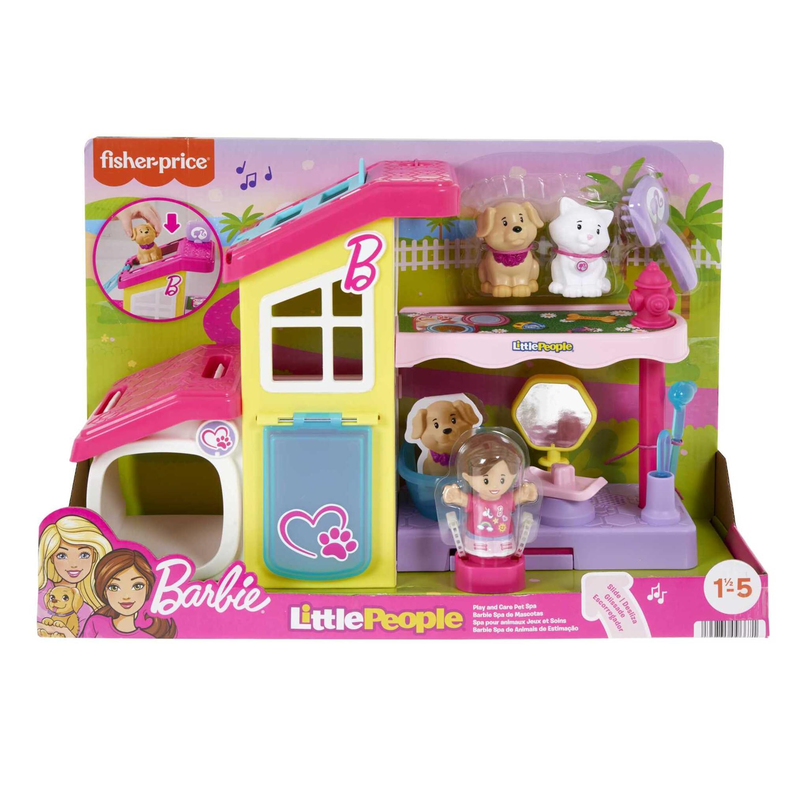 Little People Barbie Playset for Toddlers - 2-Floor Pet Spa with Music & Sounds 15