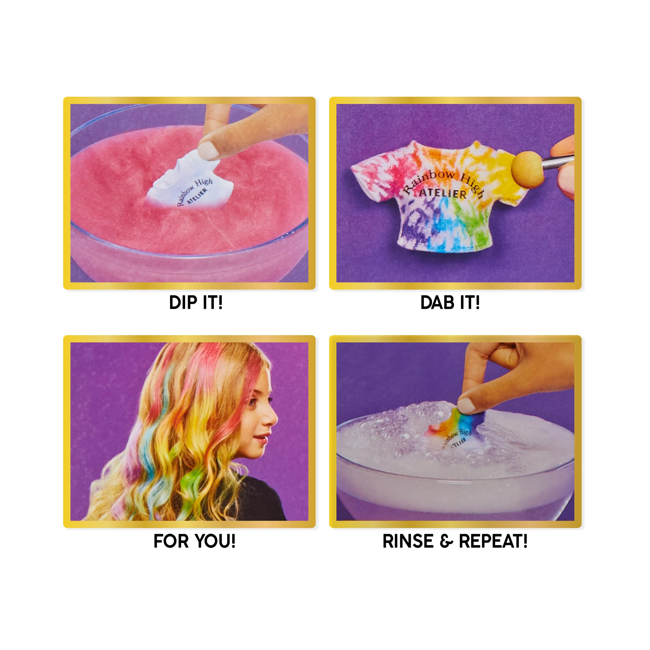 Rainbow High Watercolour & Create DIY Fashion Doll - Tie-Dye Kit with Washable Colours, Extra Outfits - Ages 4-8 7