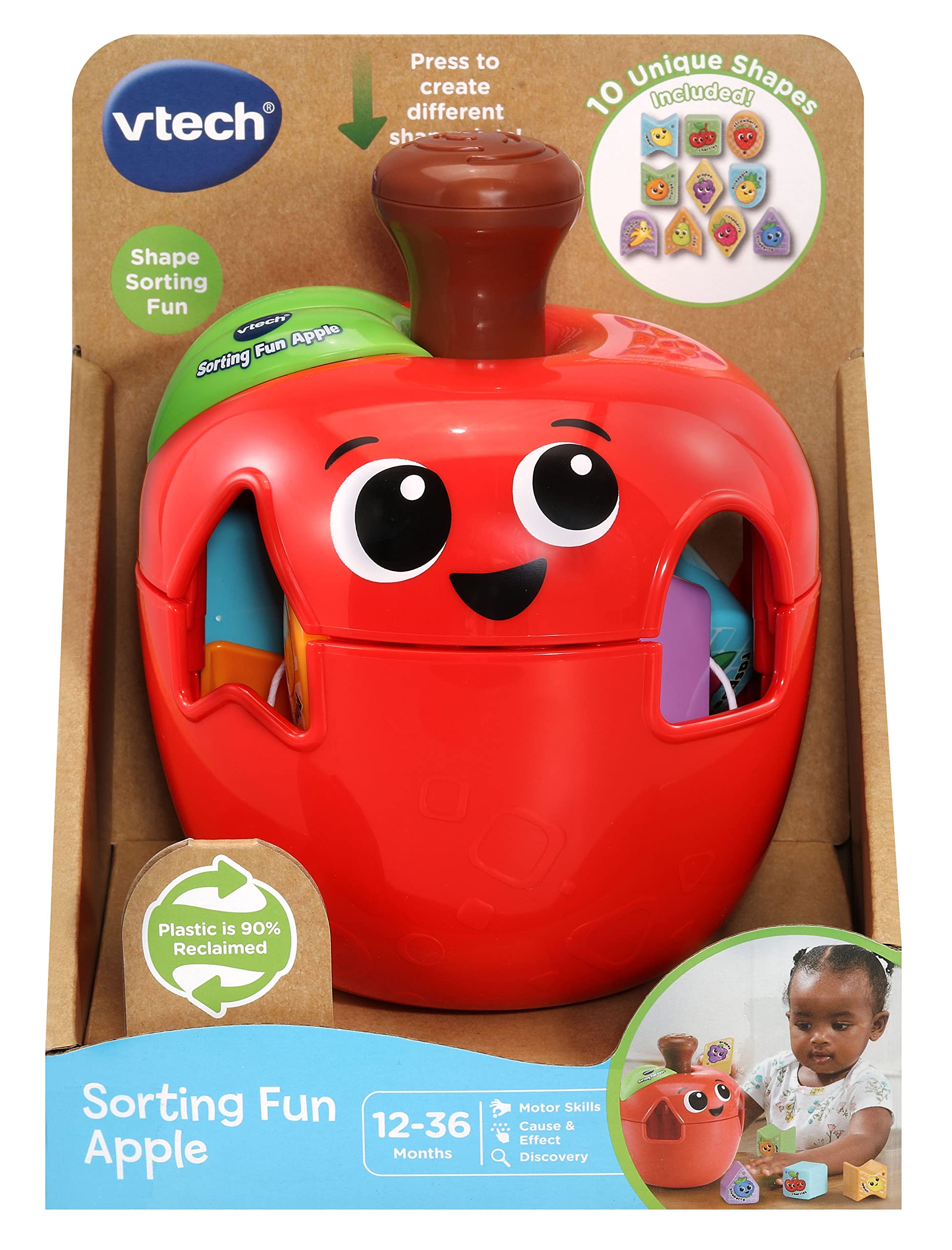 VTech Sorting Fun Apple Shape Sorter - 10 Shapes, 2 Learning Levels | Ages 1-3 Years 7