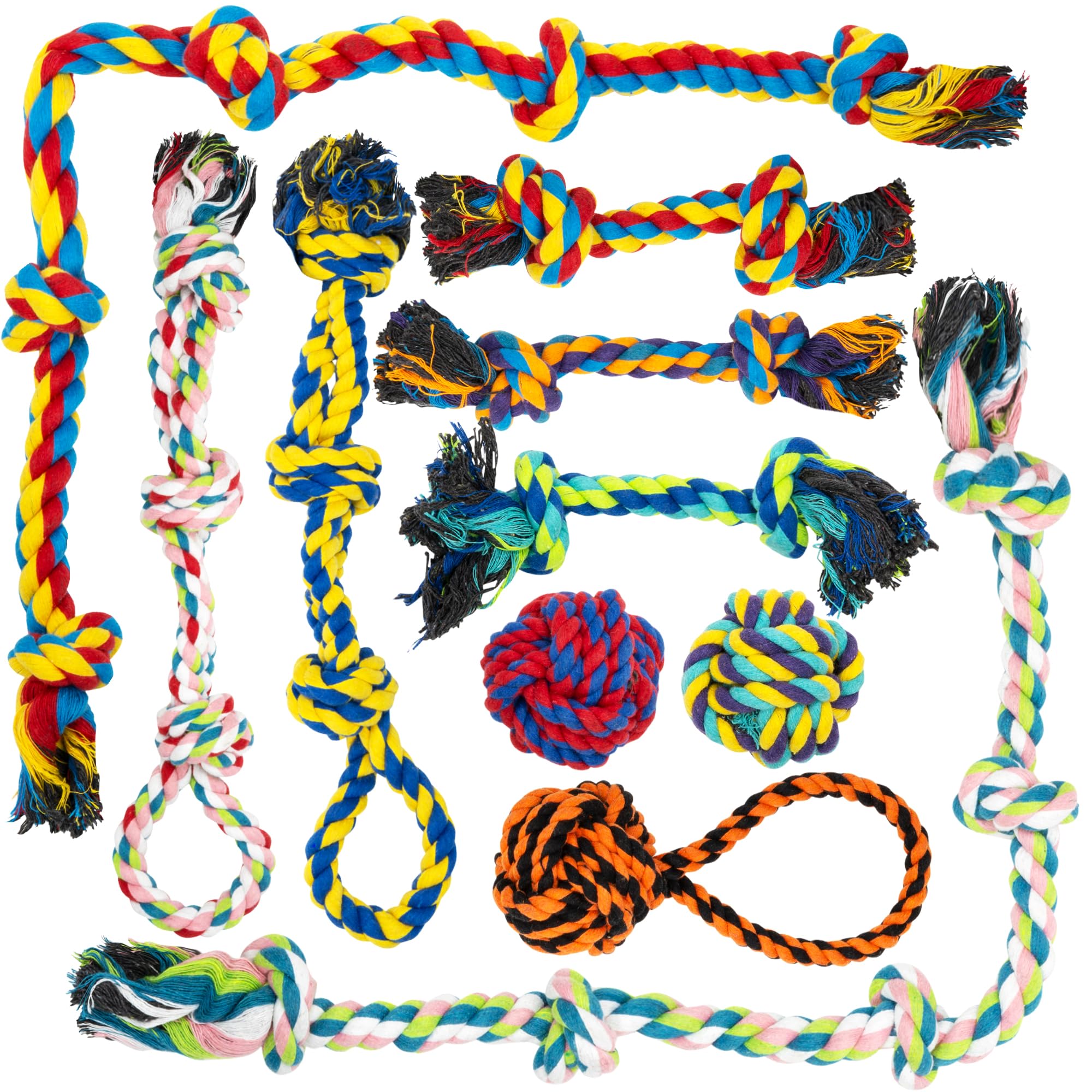 Fur & Bone 10-Pack Indestructible Dog Chew Toys - Durable Cotton Rope & Tug Toys for All Breeds 1