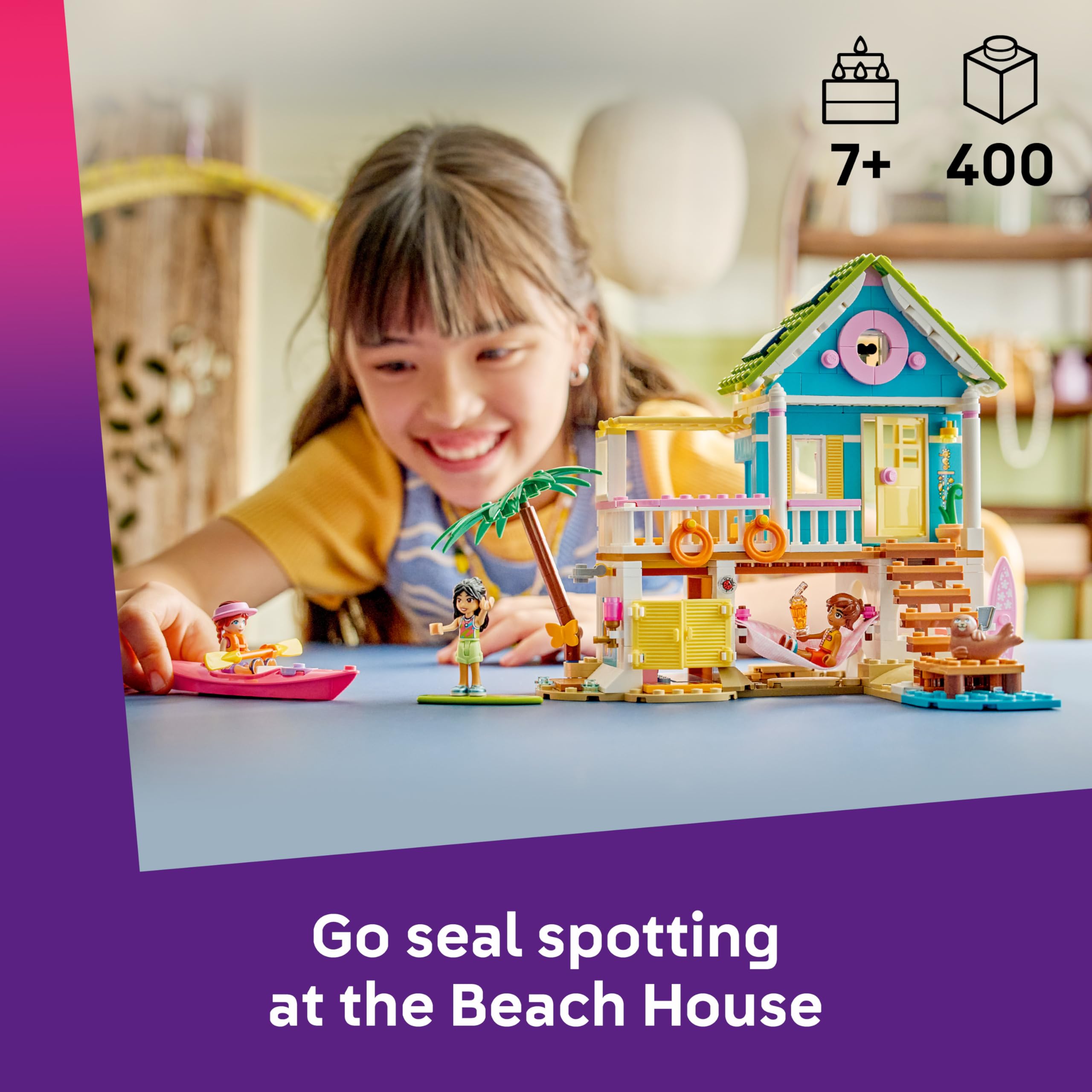 LEGO Friends Beach House with Seals Building Set - 3 Mini Dolls, 2 Animal Figures | Ages 7+ 2