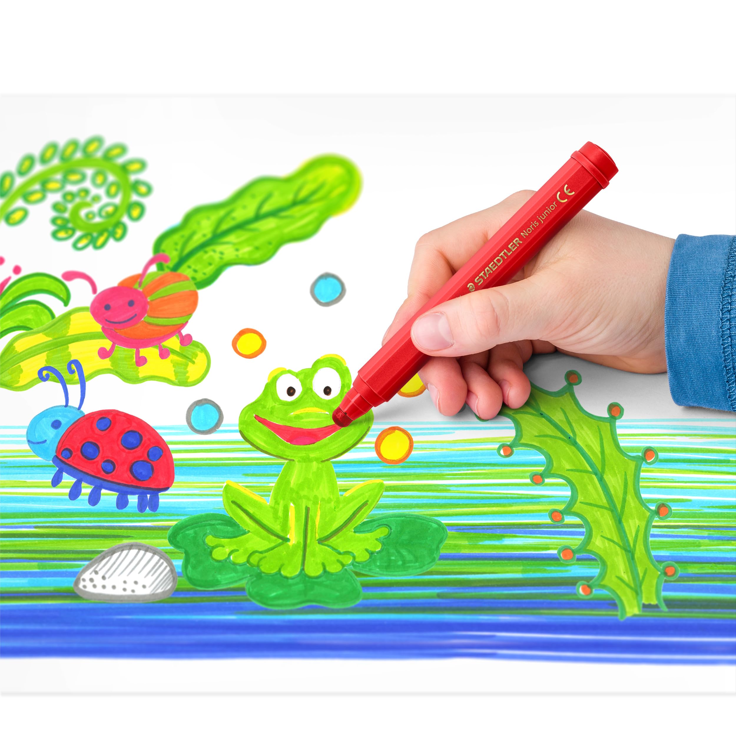 STAEDTLER Noris Junior Jumbo Fibre-Tip Pens - Toddler Age 2+, Washable Ink, Assorted Colours (12 Pack) 4