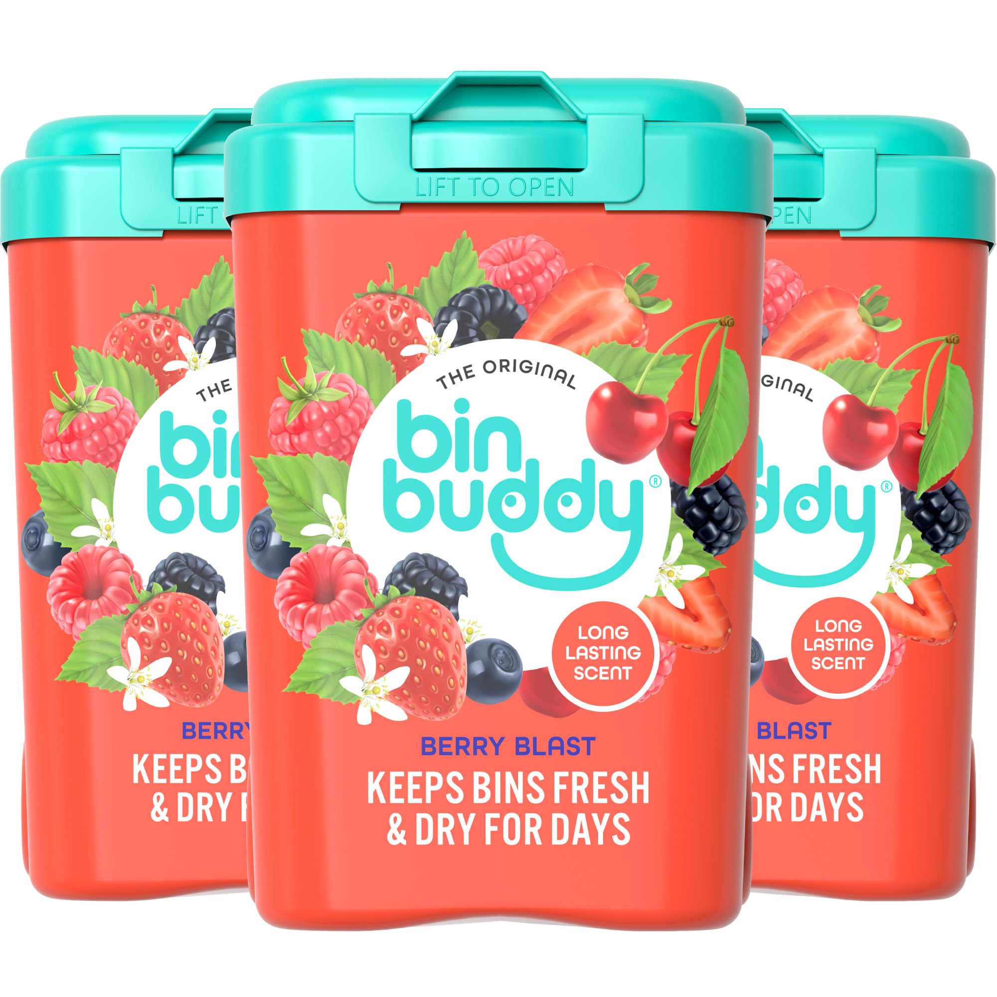 Bin Buddy Berry Blast Odour Eliminator Powder - Pack of 3 | Absorbs Mess | Lasts Days