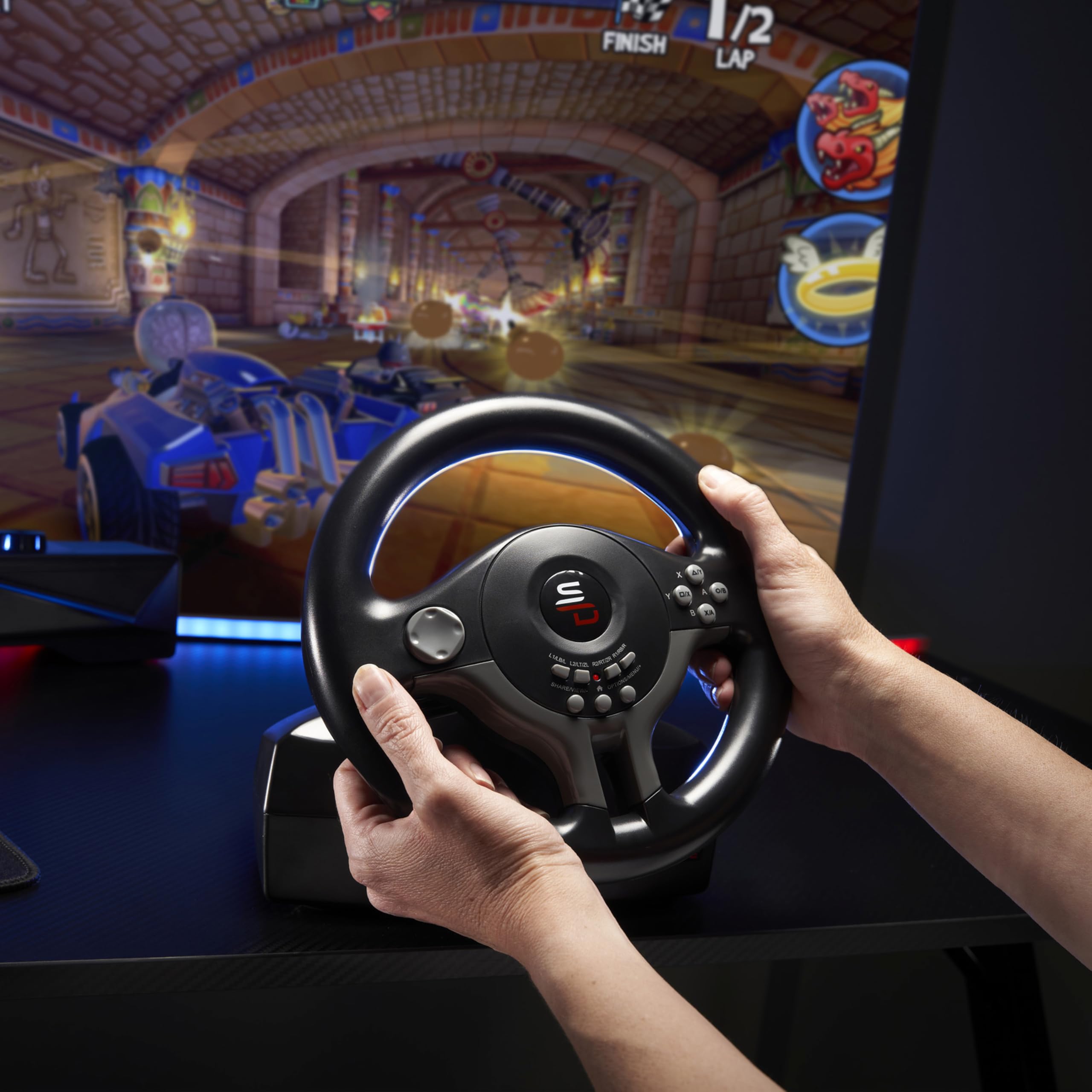 SV200 Racing Steering Wheel with Pedals and Shift Paddles for Nintendo Switch, PS4, Xbox One, PC 14