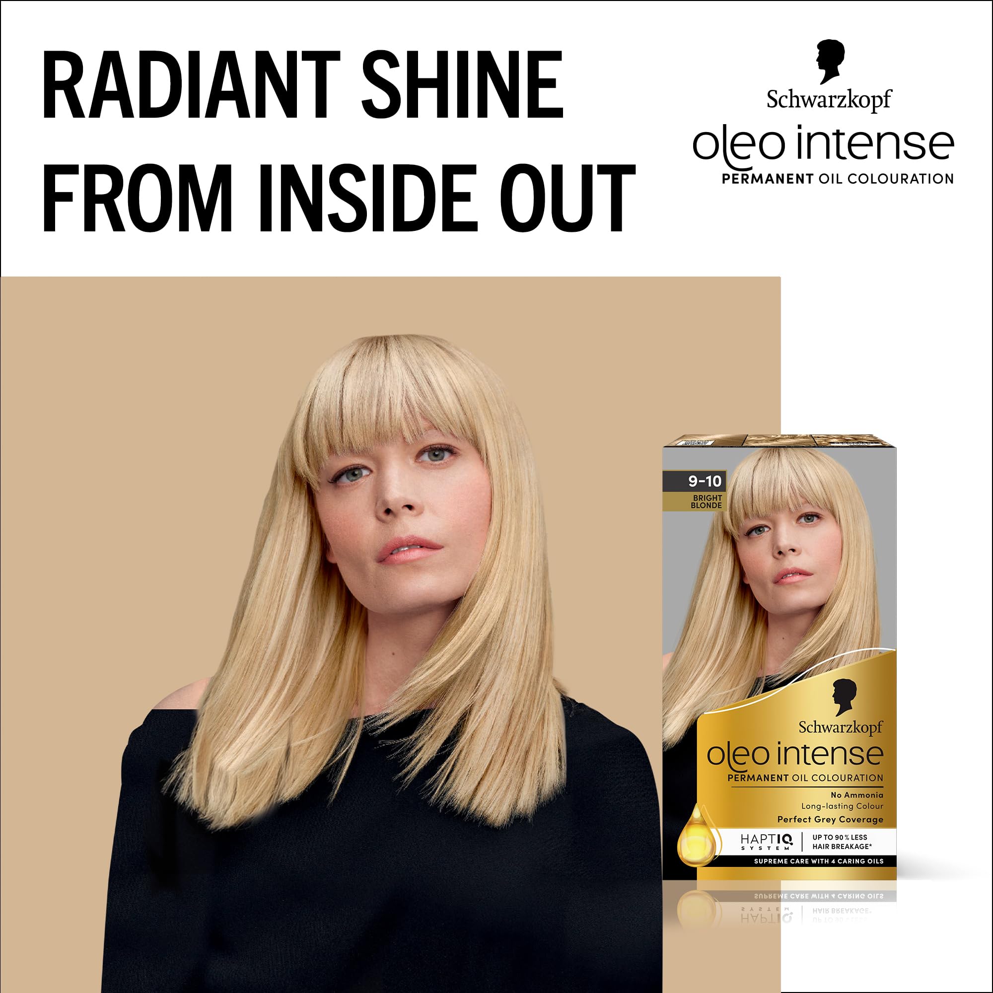 Schwarzkopf Oleo Intense Permanent Oil Colour Hair Dye - Bright Blonde (100% Grey Coverage, Ammonia-Free) 7