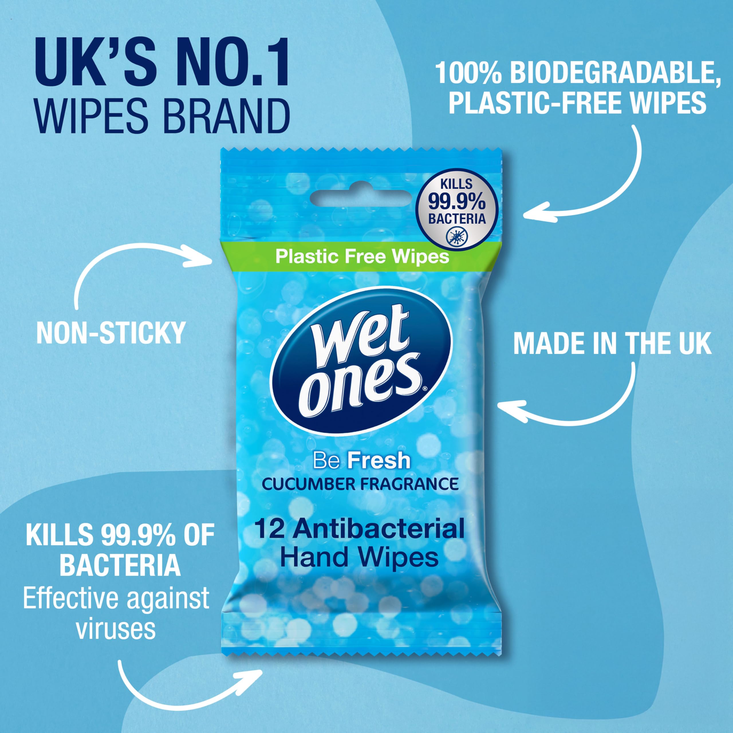 Wet Ones Plastic-Free Antibacterial Pocket Size Hand Wipes - Cucumber Scent | 12 Count Pack 3