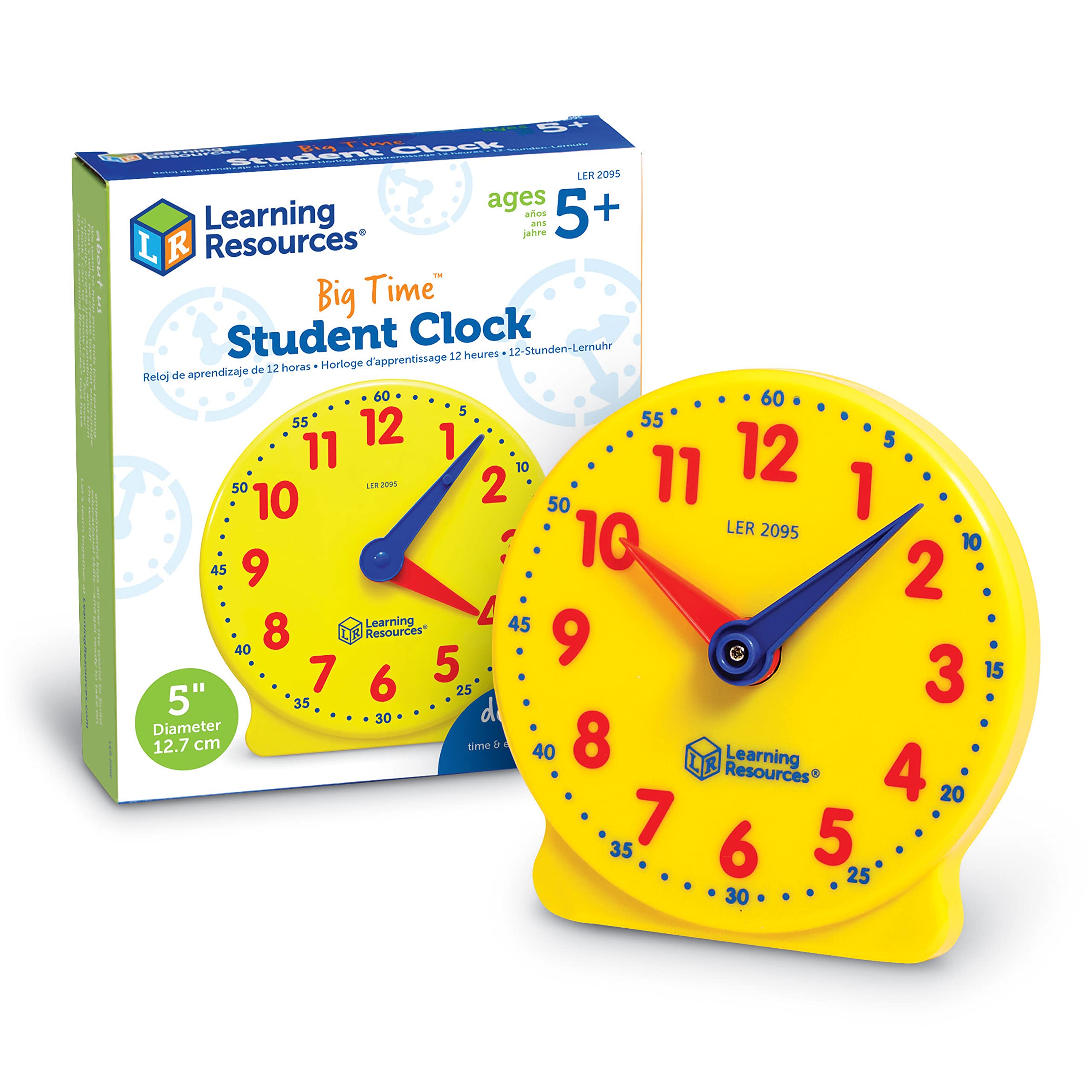 Learning Resources Big Time Student Clock - Hands-On Time Teaching Aid | Ages 5-9 | Colour-Coded