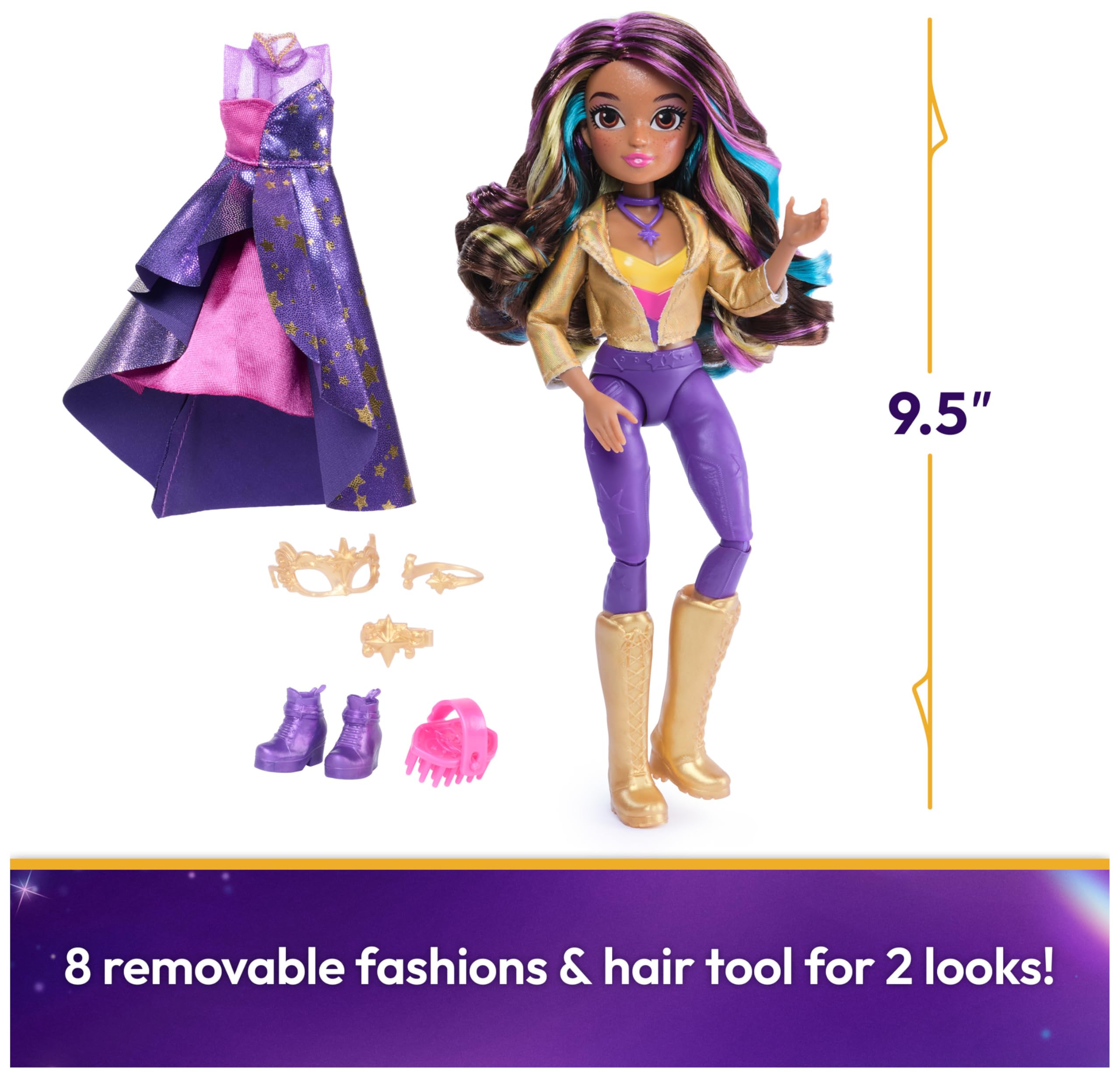 Unicorn Academy Sophia Deluxe Masquerade Ball Doll - 24.1cm | 9 Accessories | Rainbow Hair 2