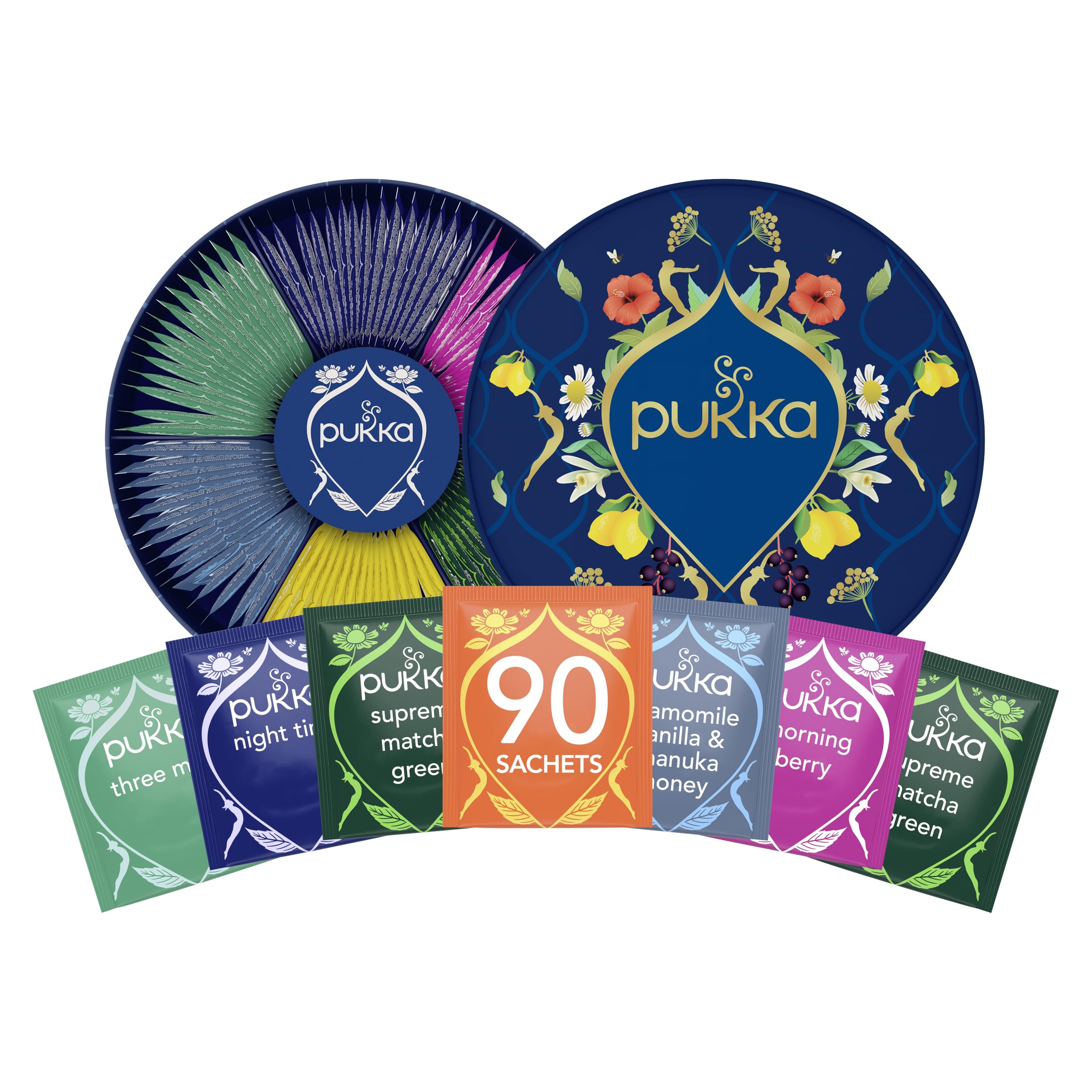 Pukka Herbs Organic Herbal Tea Selection Gift Set Box | 90 Sachets, 6 Blends | Supports Relaxation & Immunity