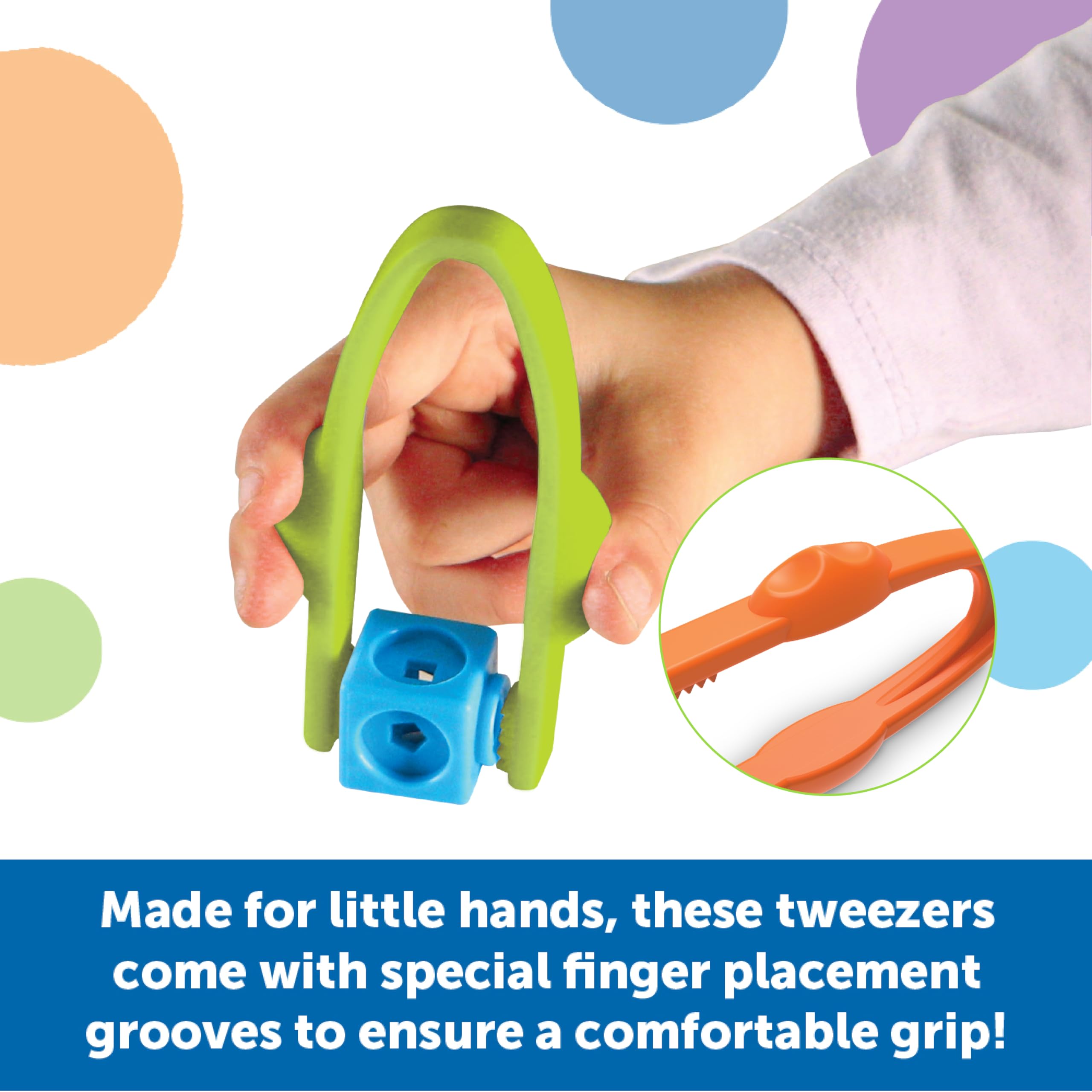 Learning Resources Easy-Grip Tweezers - Fine Motor Skills Toy for Ages 2+ | Set of 12