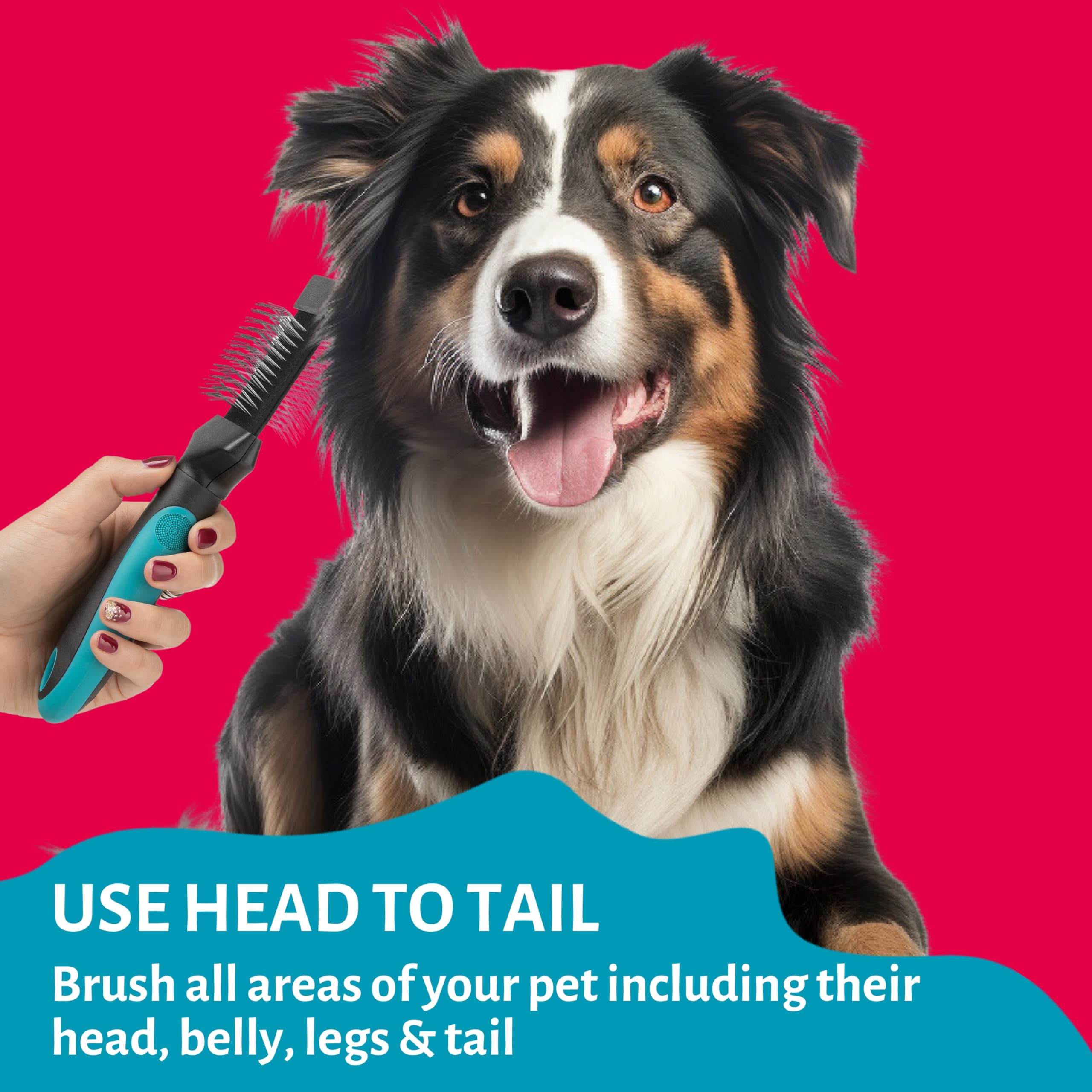 Mikki Pro Slicker Brush - Detangle, Smooth, Remove Undercoat | Double-Sided | Ergonomic Handle 5