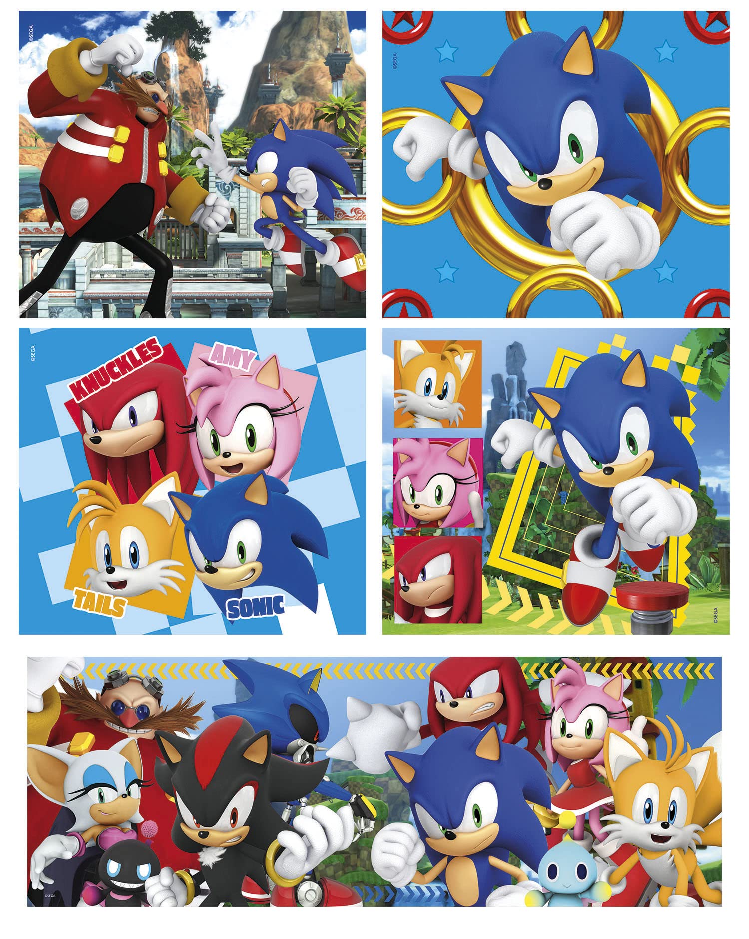 Clementoni Sonic Supercolor 10-in-1 Jigsaw Puzzle Set - 330 Pieces for Ages 4+ 8