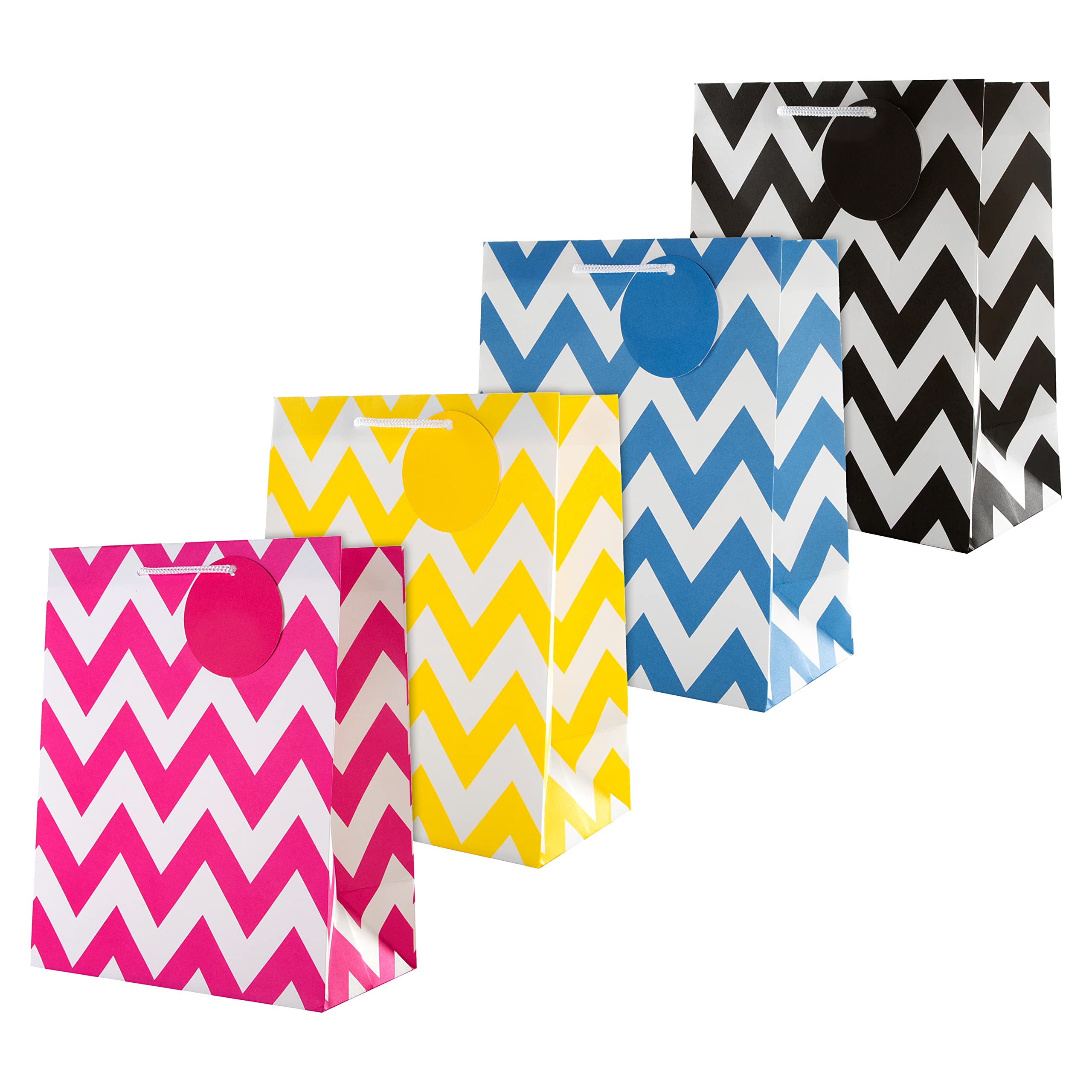 Hallmark Medium Gift Bags Multipack - 4 Bags | Yellow, Pink, Blue, Black | Matte Finish 1