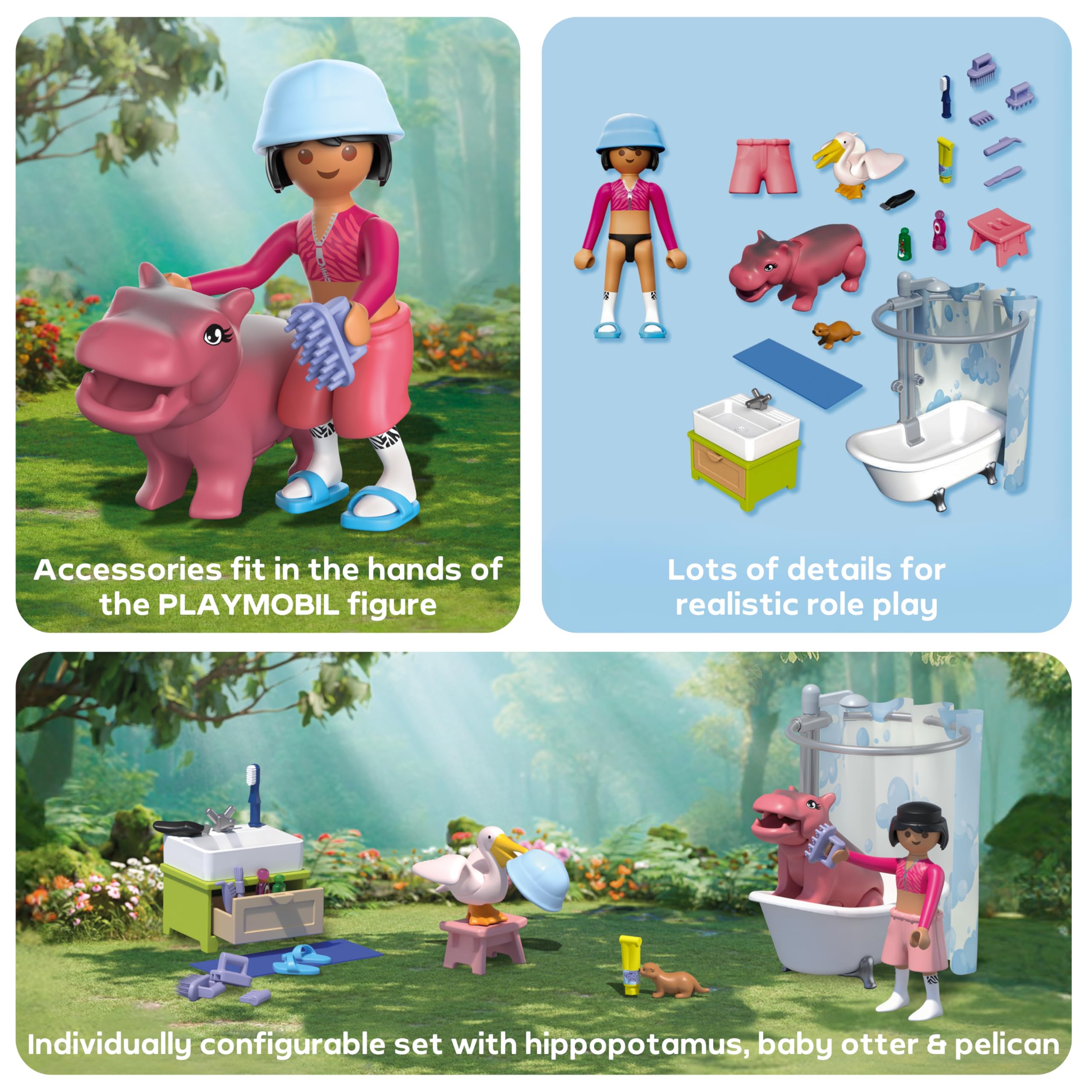 Playmobil Animals & Friends Animal Bathing Fun Bath Toy | Ages 4+ | Model 71950 4