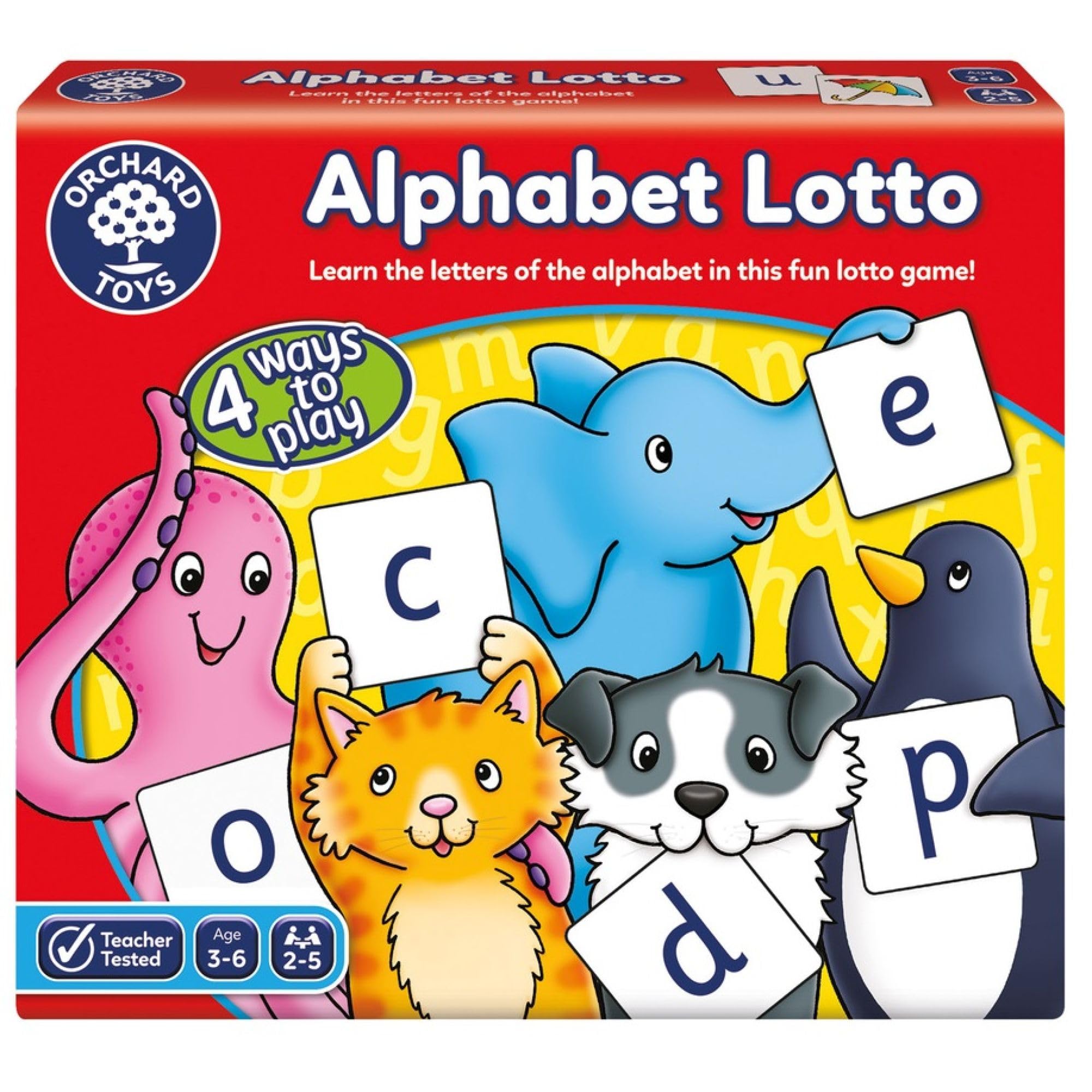 Orchard Toys Alphabet Lotto Game - Ages 3-6 | 4 Ways to Play | Up to 5 Players