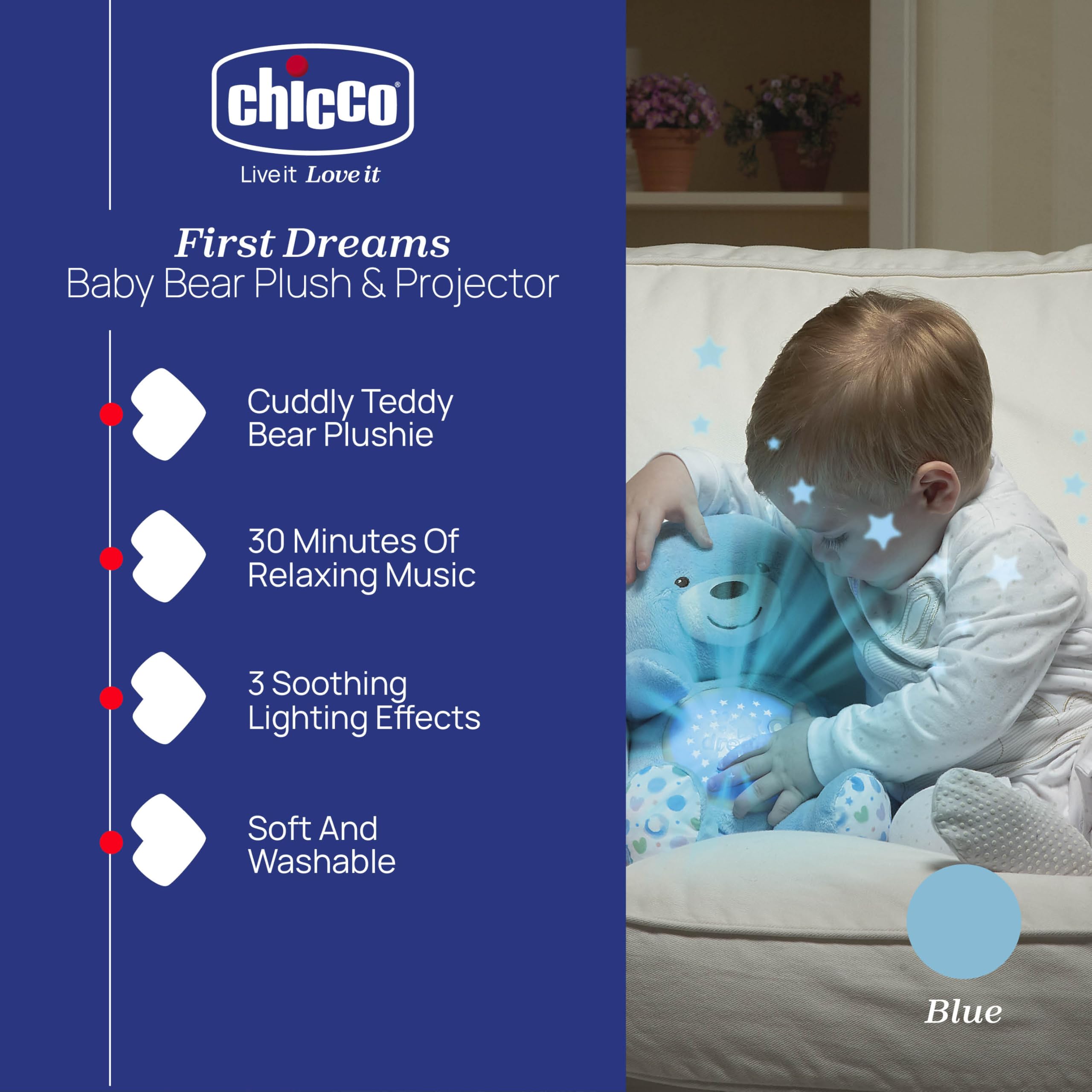 Chicco First Dreams Teddy Bear with Night Light - Musical Plush with Color-Changing Projection 6
