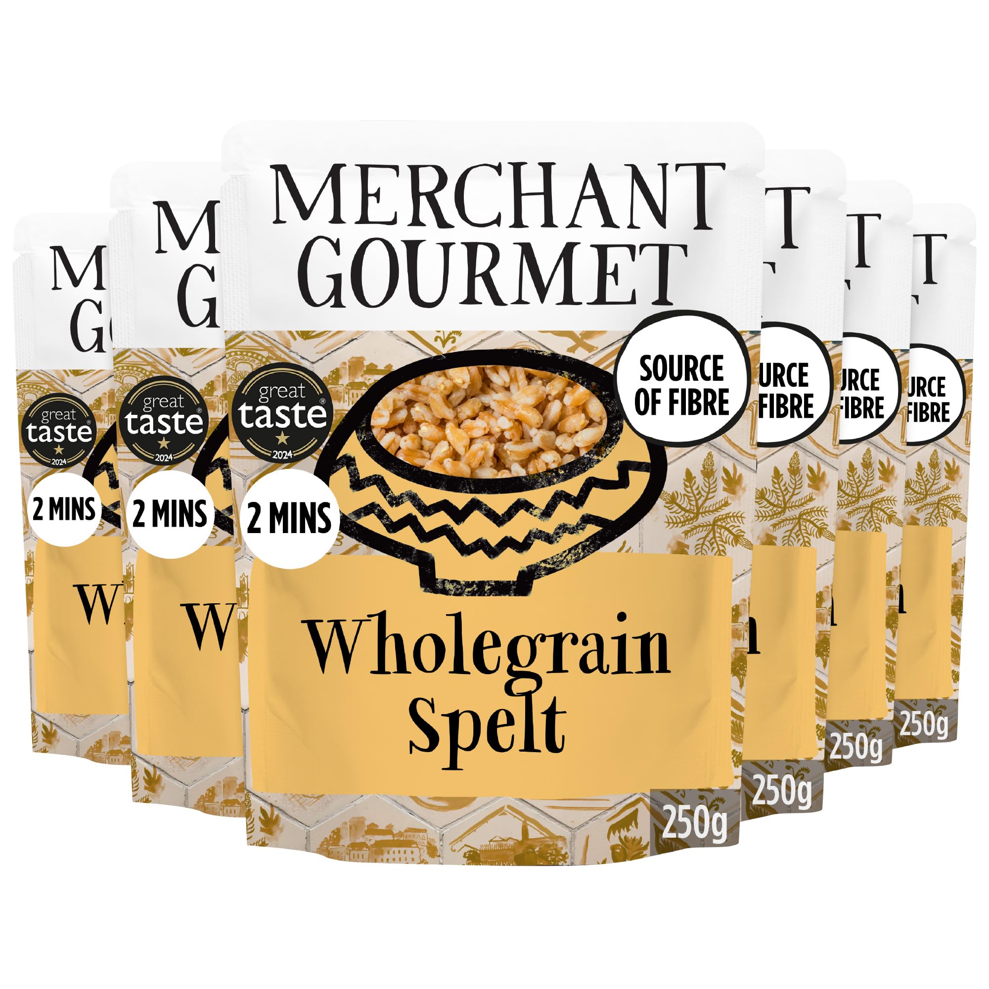 Merchant Gourmet Ready-to-eat Wholegrain Spelt - 6 x 250g Pouches | Ancient Grain | Olive Oil Cooked 1