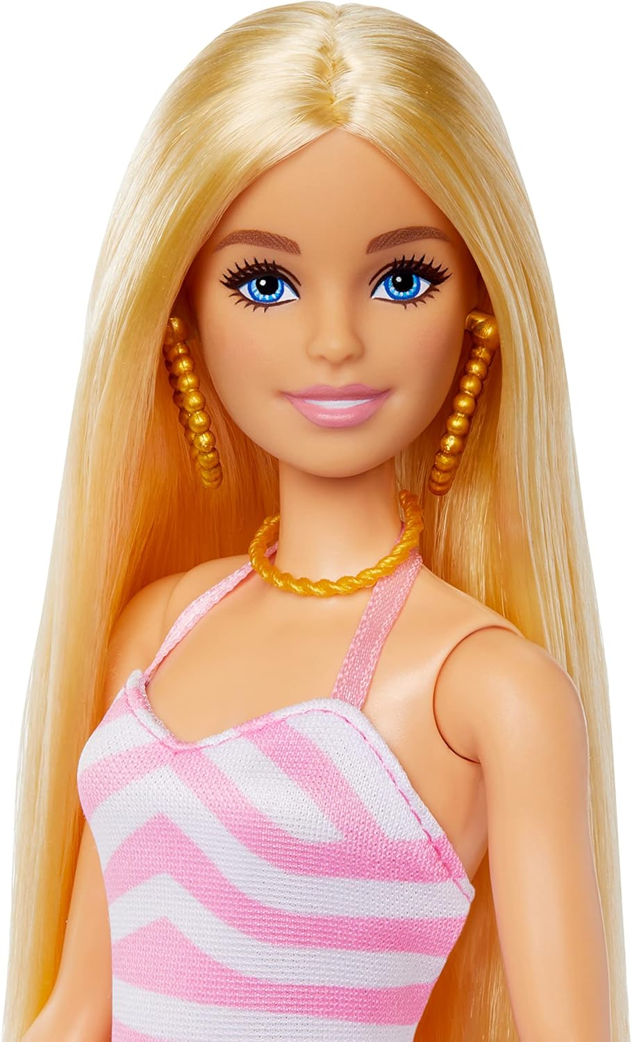 Barbie Doll - Pink & White Swimsuit with Beach Accessories, Ages 3+ 6