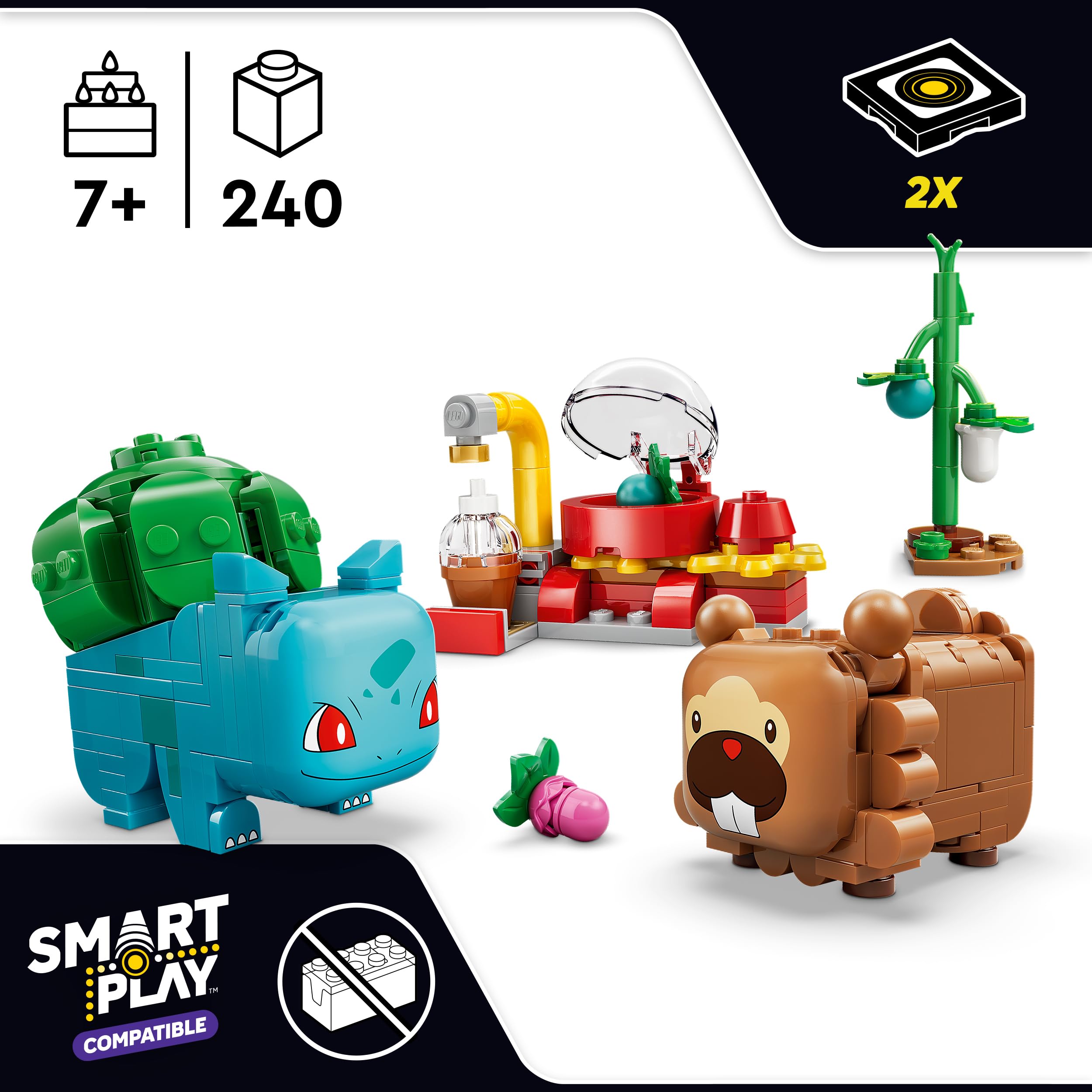 LEGO Pokémon SMART Play: Berry Bash with Bulbasaur and Bidoof Building Set | Ages 7+
