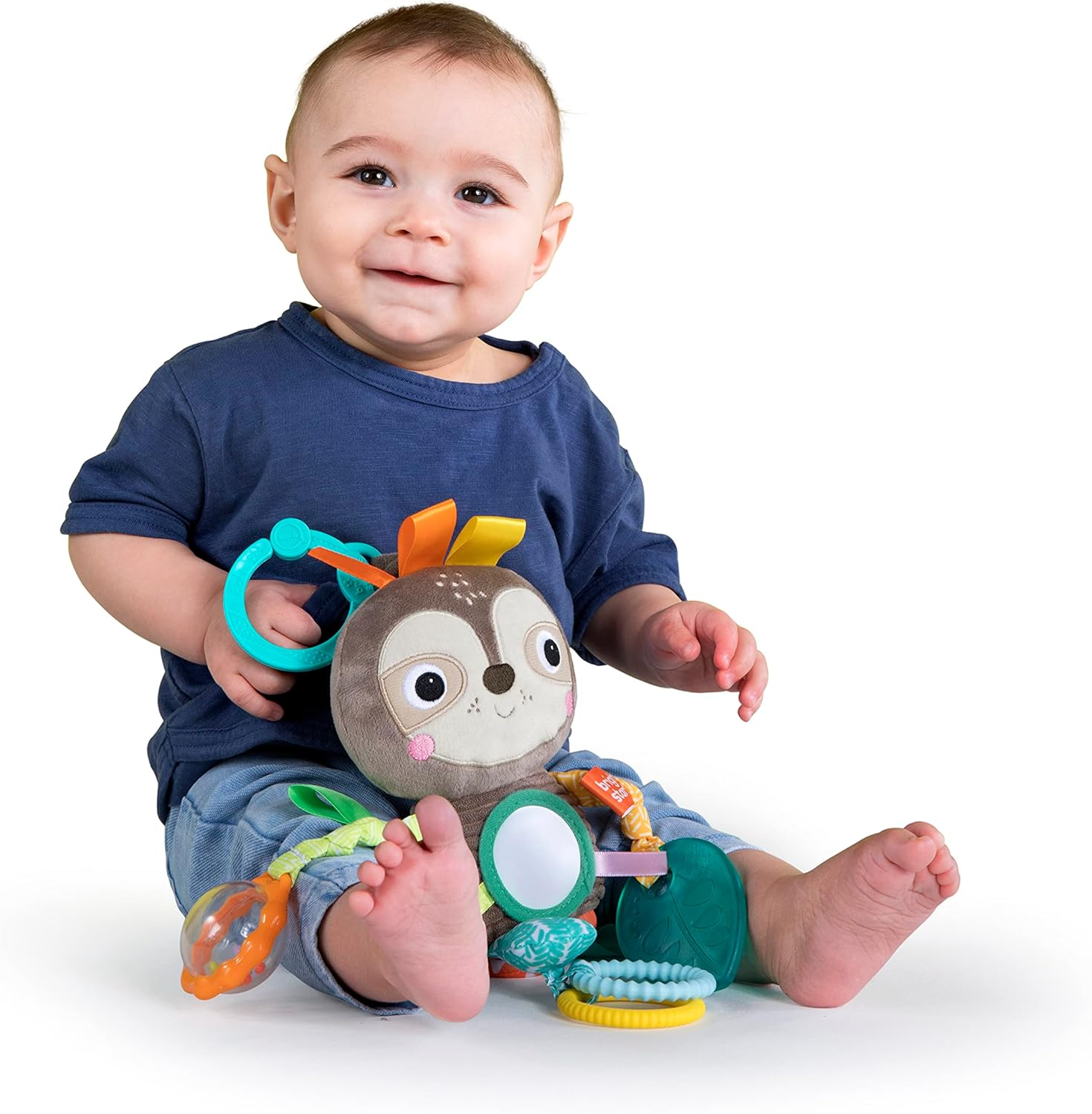 Bright Starts Sloth Plush Playful Pals Take-Along BPA-free Stroller Baby Toy, Ag