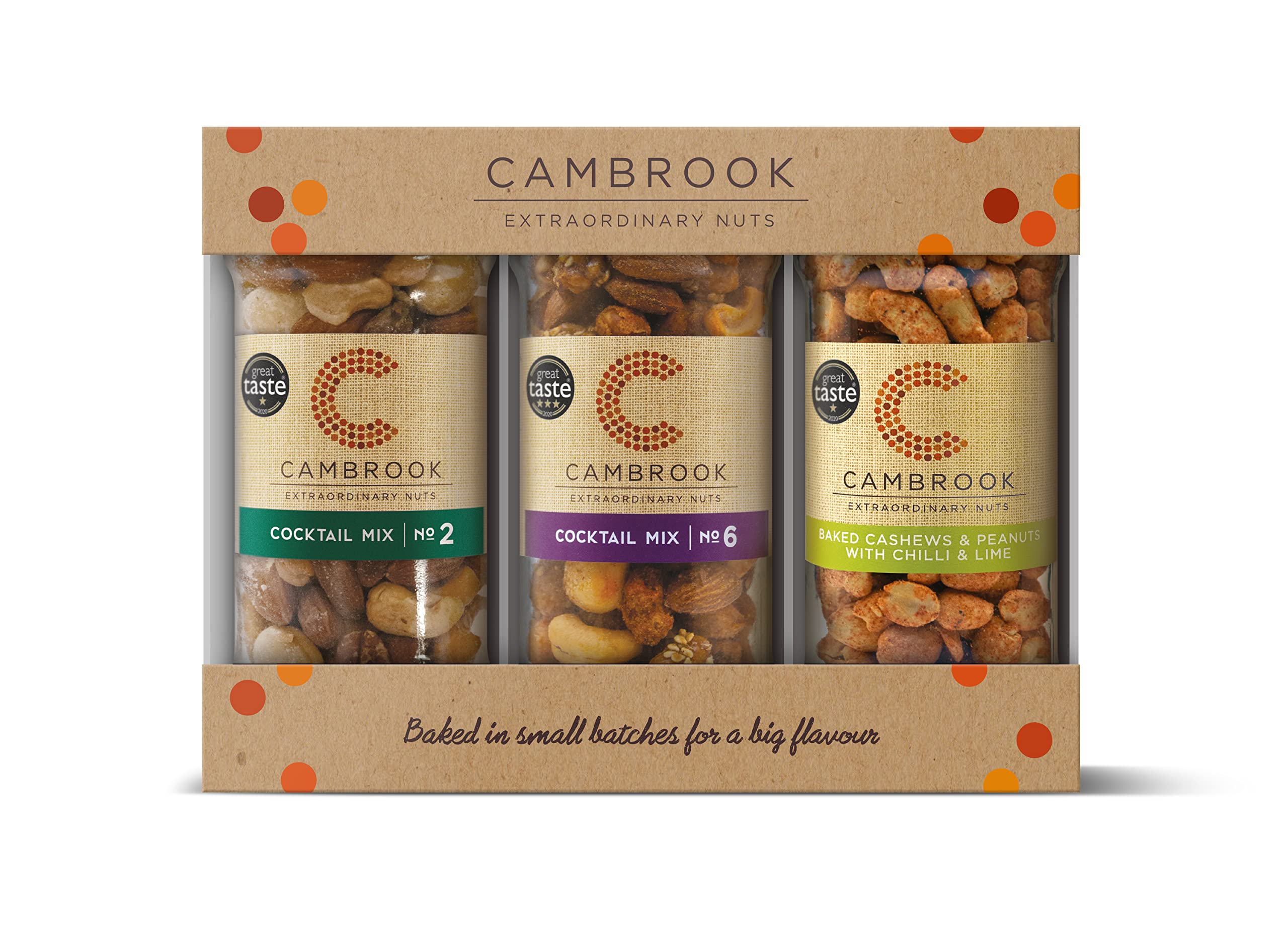 Cambrook - 3 Jar Gift Set of Gourmet Baked Nut Mixes, Great Taste Award Winning