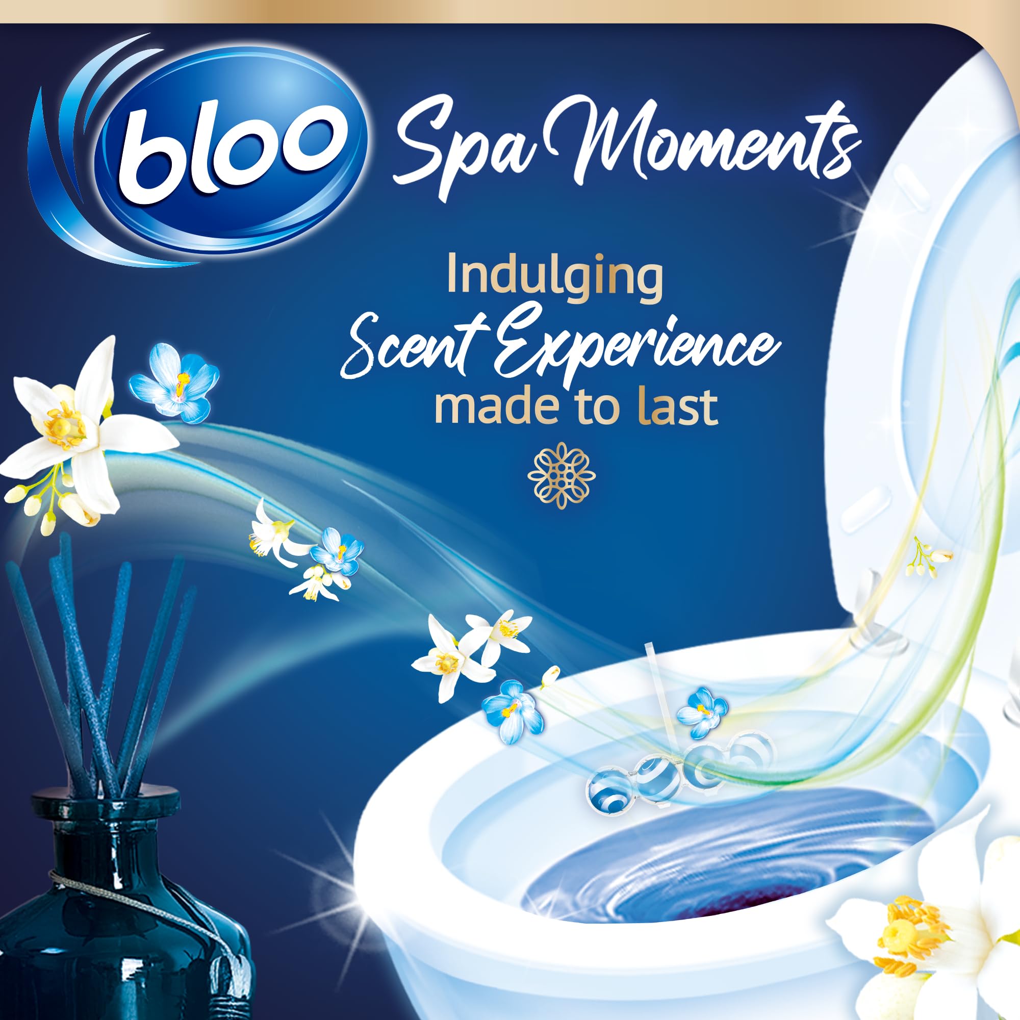 Bloo Spa Moments Vitality Toilet Rim Block - 4 Function Formula with Essential Oils | Prevents Limescale 4