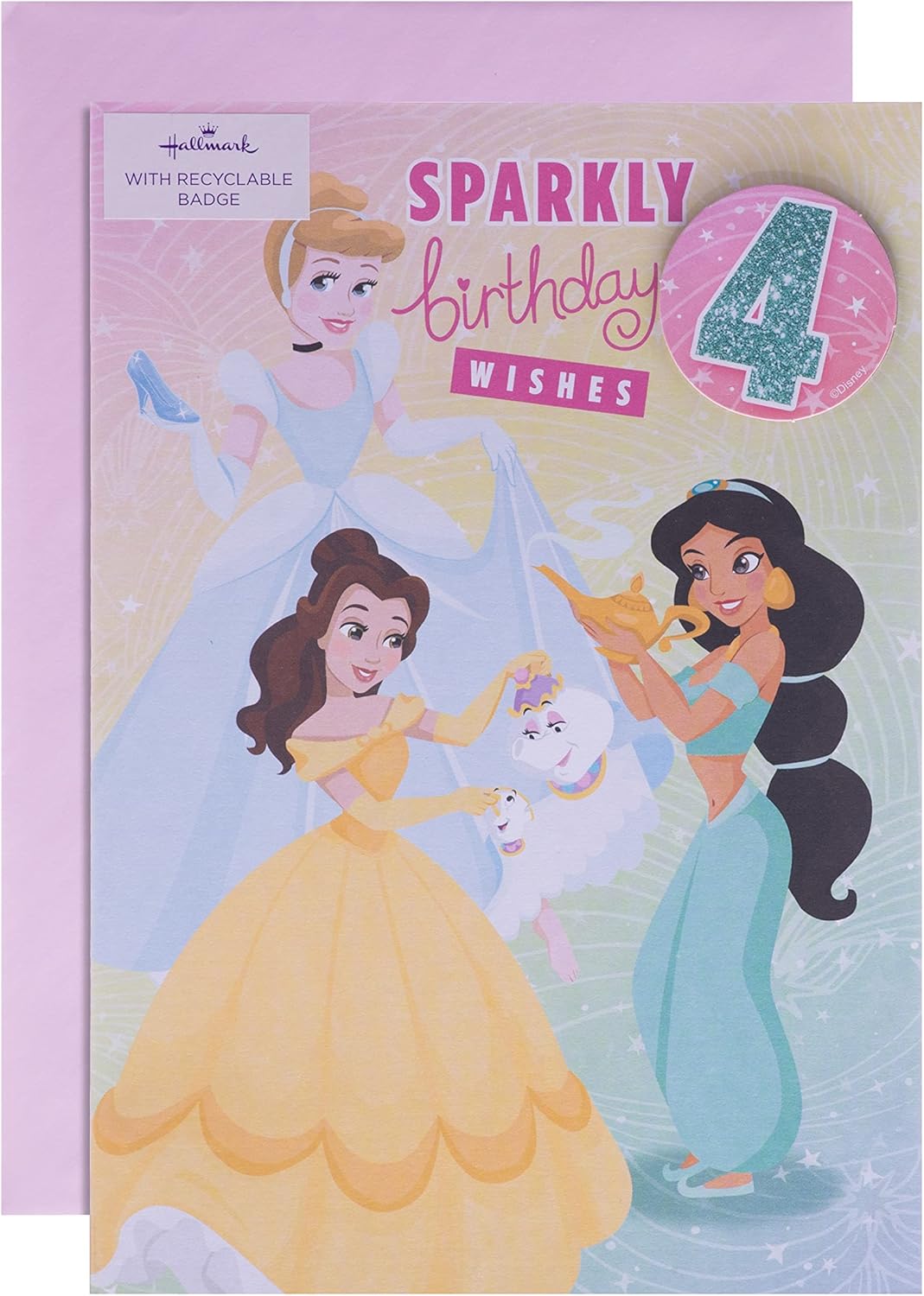 Hallmark 4th birthday Card - Disney Princess Design 1