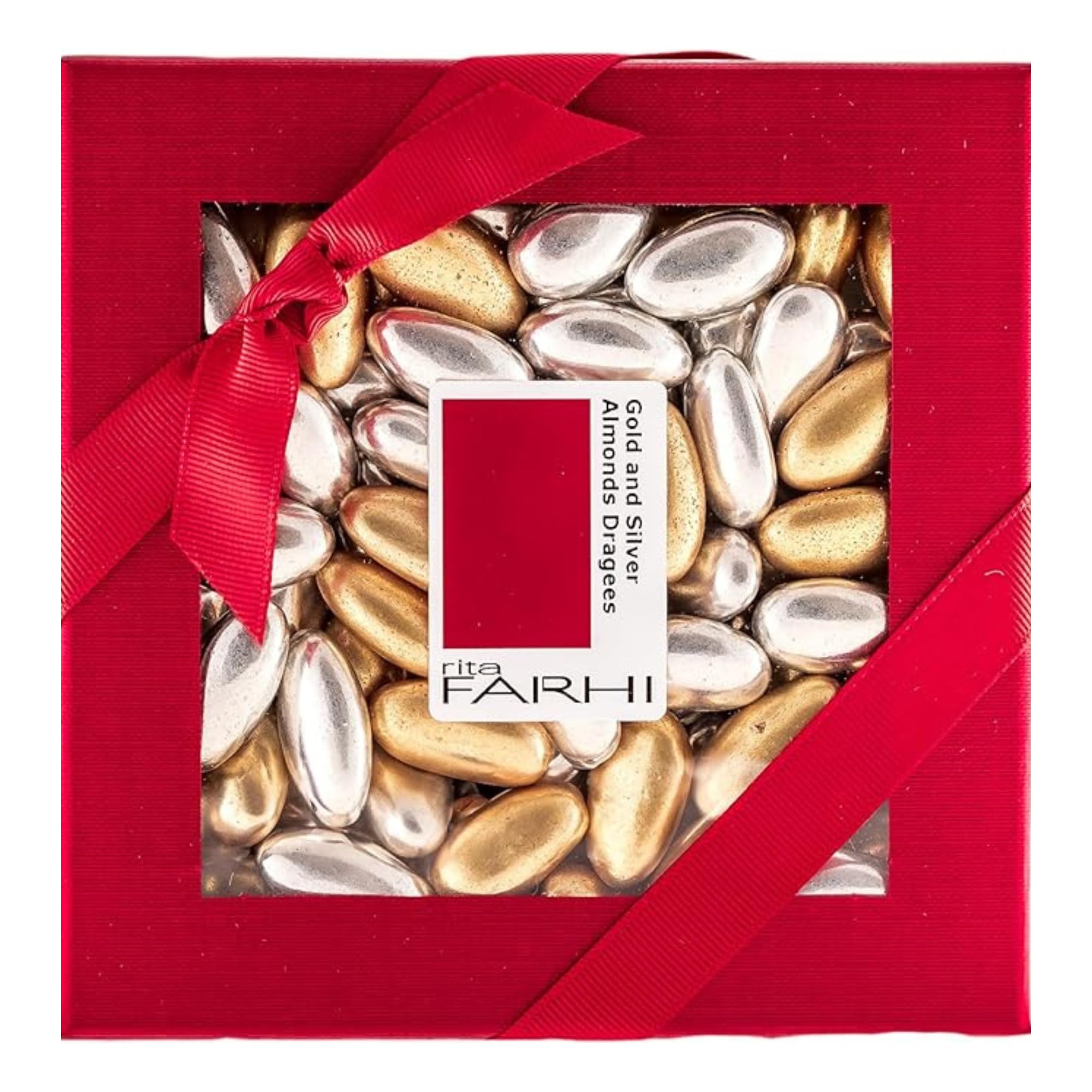 Rita Farhi Gold and Silver Almond Dragees (240g) – Luxury Sugared Almonds for Weddings and Celebrations