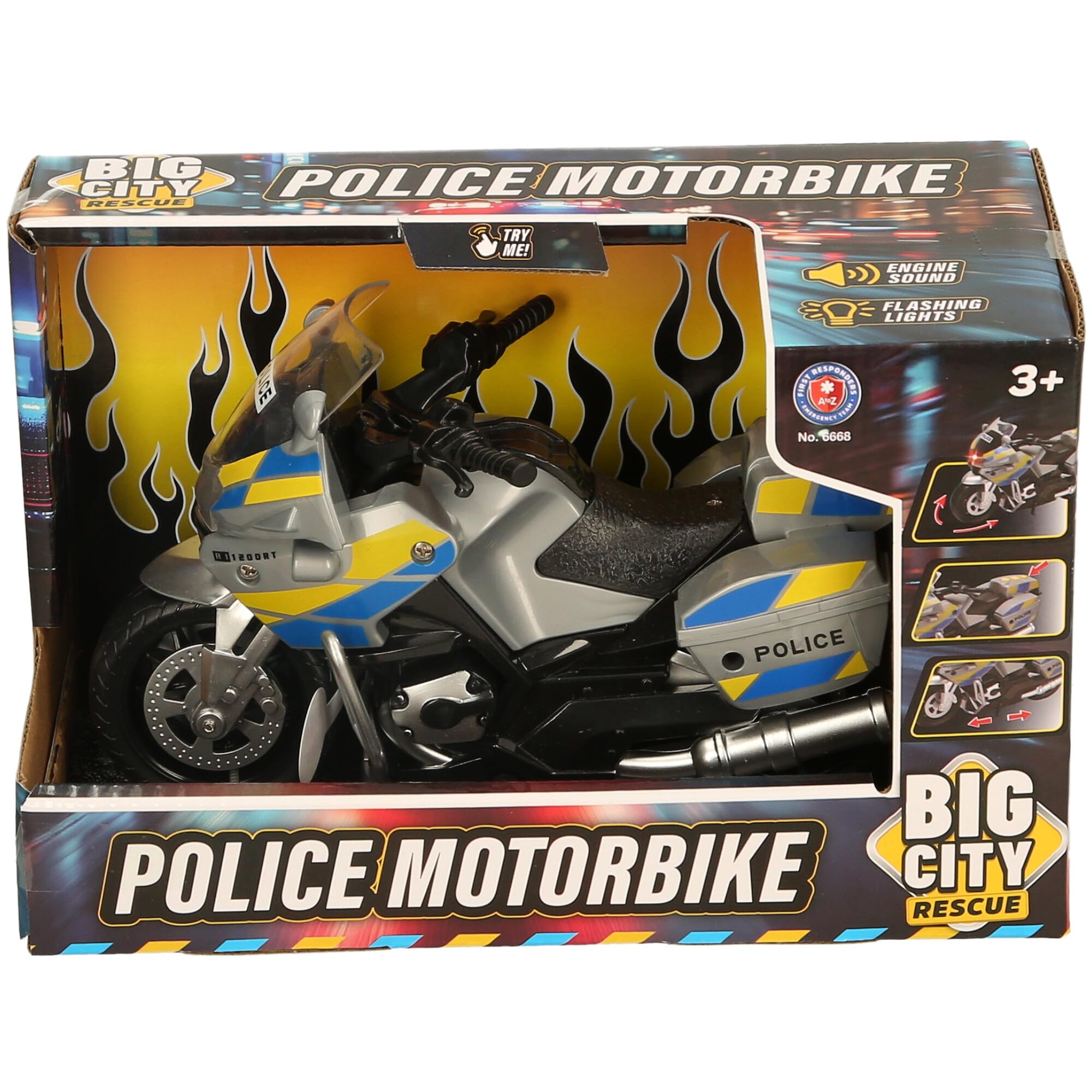 Atoz Big City Rescue Police Motorbike Toy - Engine Sound & Flashing Lights, Ages 3+ 6