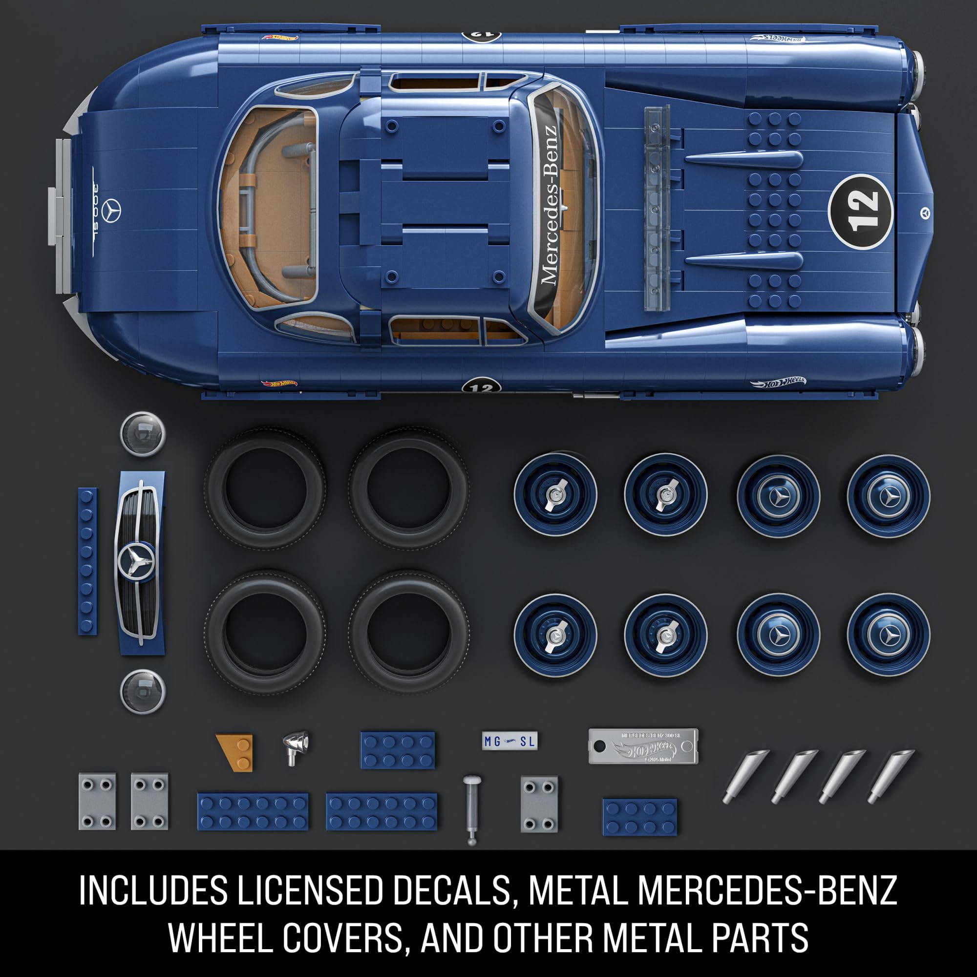 Mattel Brick Shop Hot Wheels Premium Series Building Set - Mercedes-Benz 300 SL | 1:12 Scale | 1600 Pieces 4