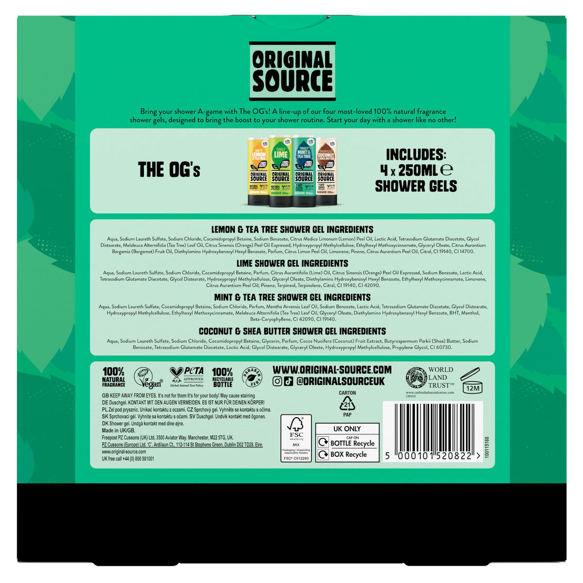 Original Source The OG's Gift Set - 4 x 250ml Shower Gels | Vegan Certified | Natural Fragrance 4