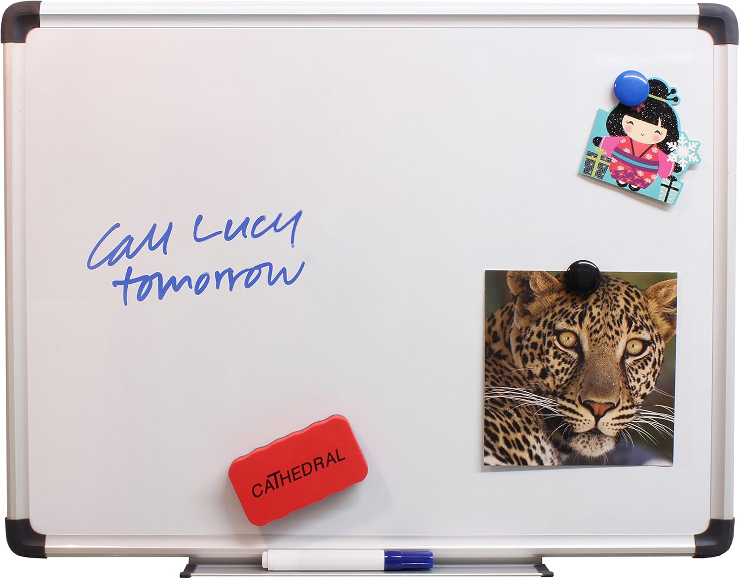 Cathedral Whiteboard Drywipe Magnetic with Pen Tray and Aluminium Trim (30x45cm)