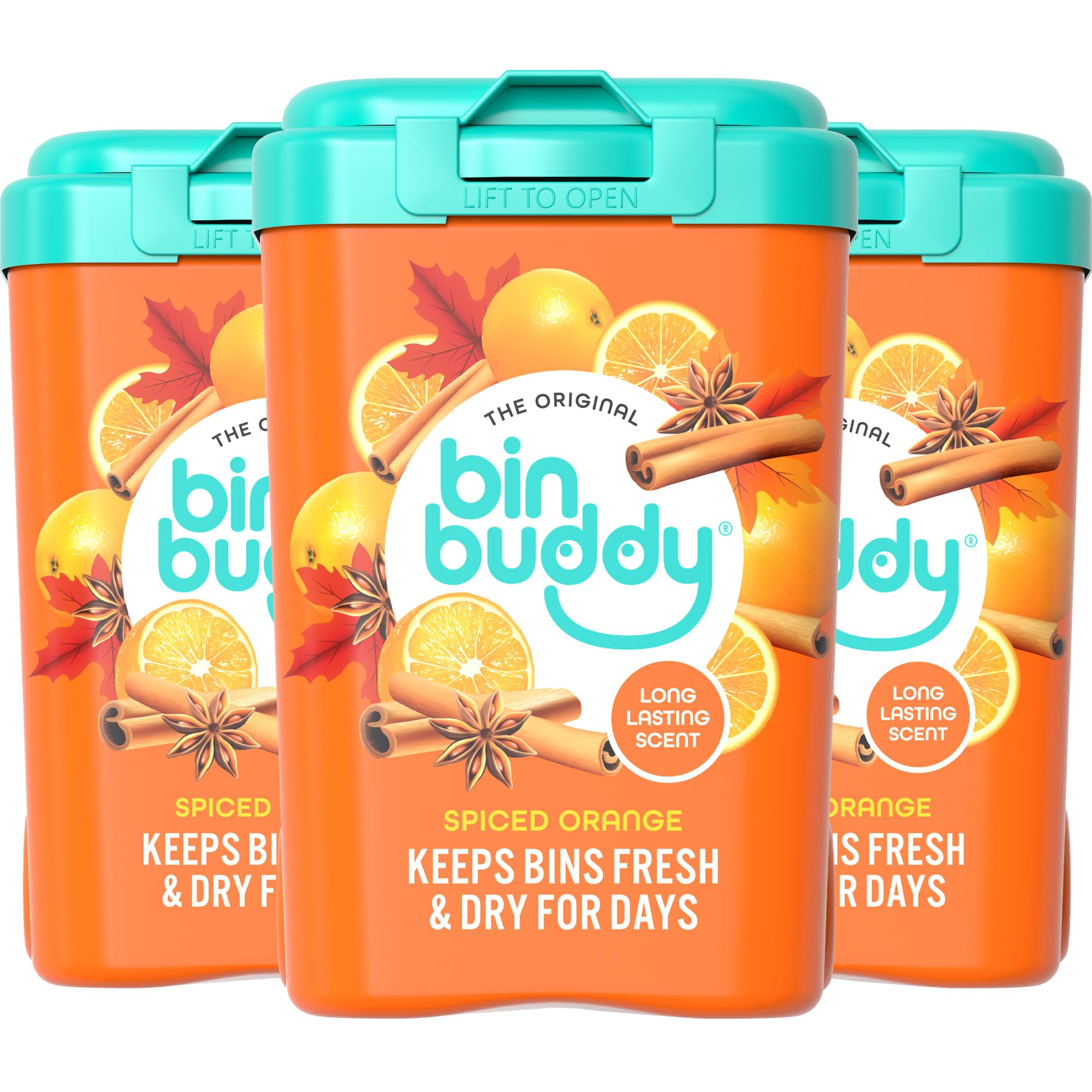 Bin Buddy Spiced Orange Air Freshener Powder - 3 Pack | Absorbs Mess | Lasts for Days