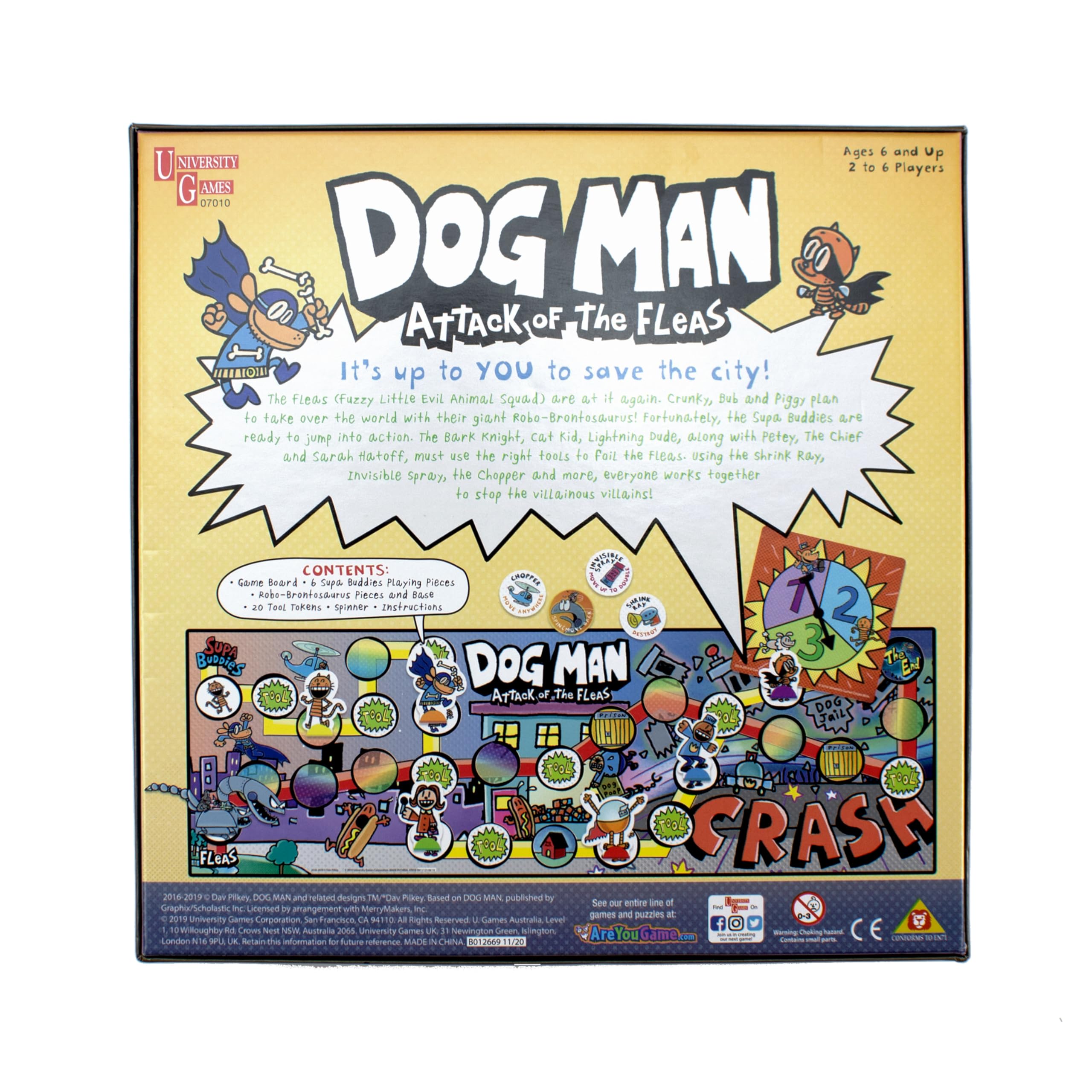 University Games Dog Man Attack of the Fleas Board Game | 2-6 Players | Ages 7+ 8