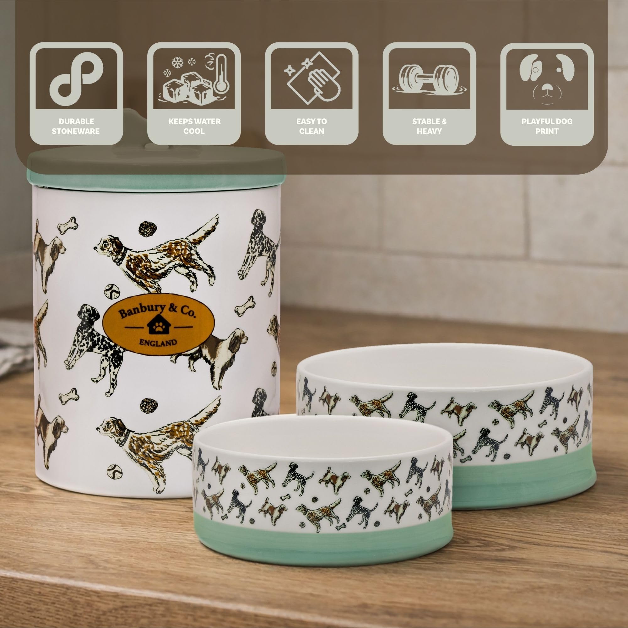 Banbury & Co Ceramic Dog Bowl - 750ml Capacity, Dishwasher Safe, Tip-Resistant