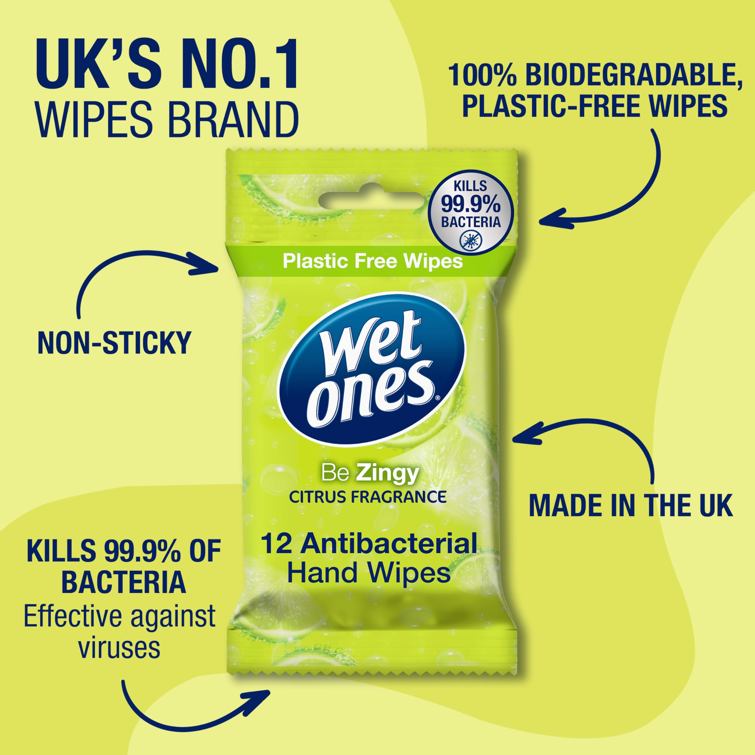 Wet Ones Plastic Free Antibacterial Pocket Size Hand Wipes, Citrus Scent, 144 Count 3
