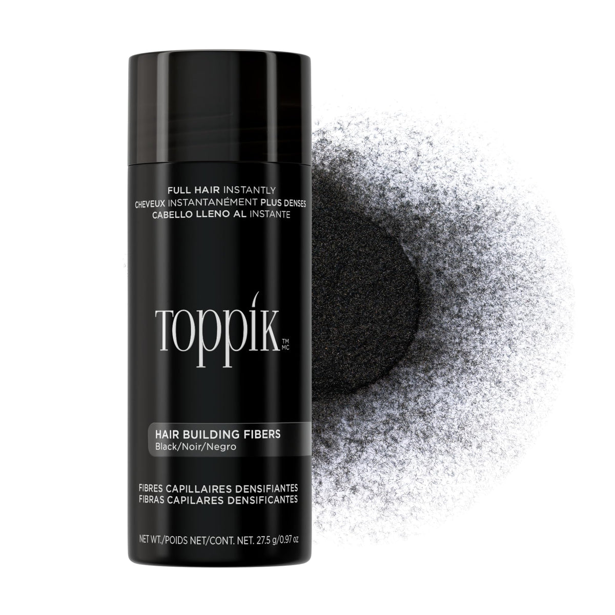 TOPPIK Hair Building Fibers - Black, 27.5g | Keratin Fibers | For Thicker Hair